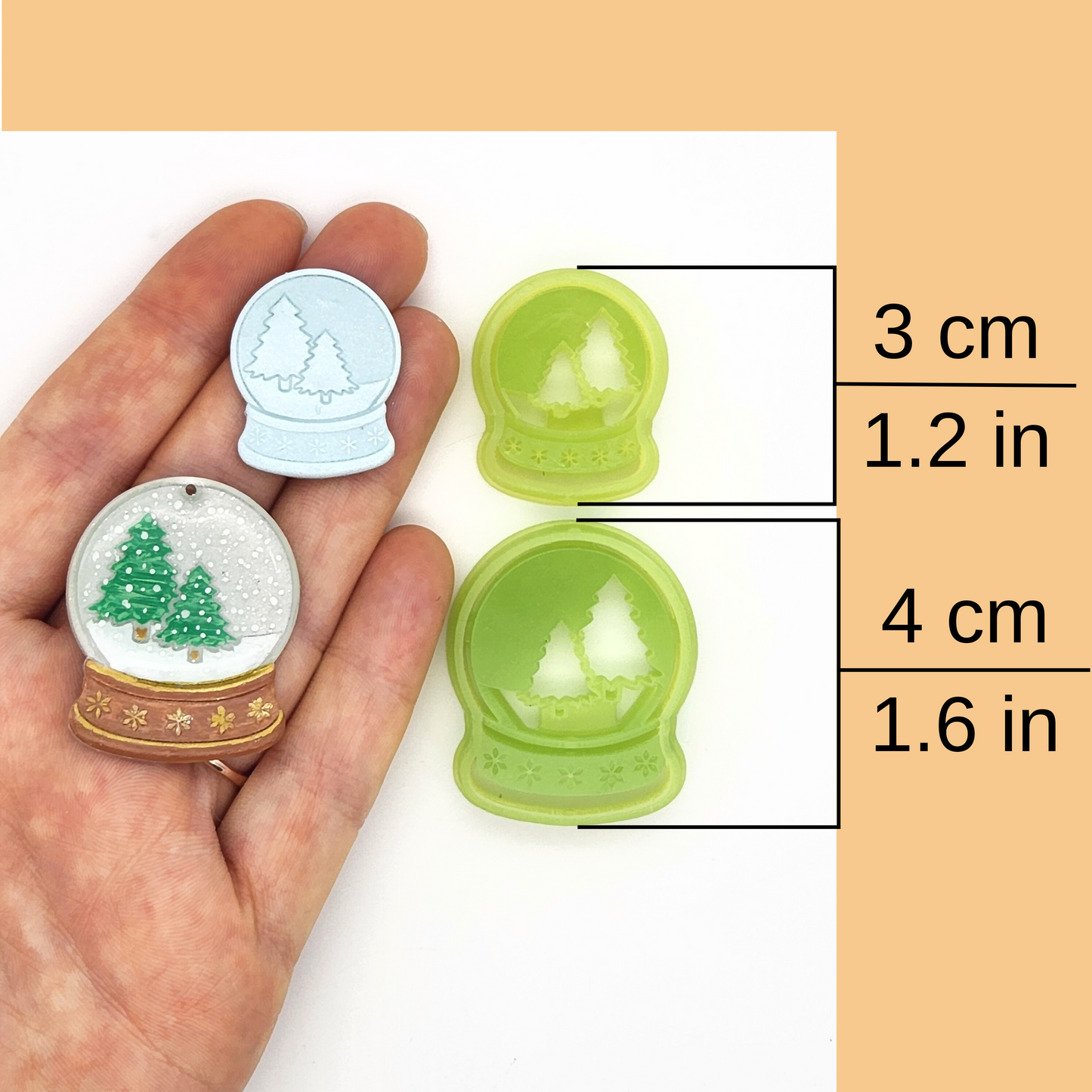 Winter Snow Globe Polymer Clay Cutter Sizes