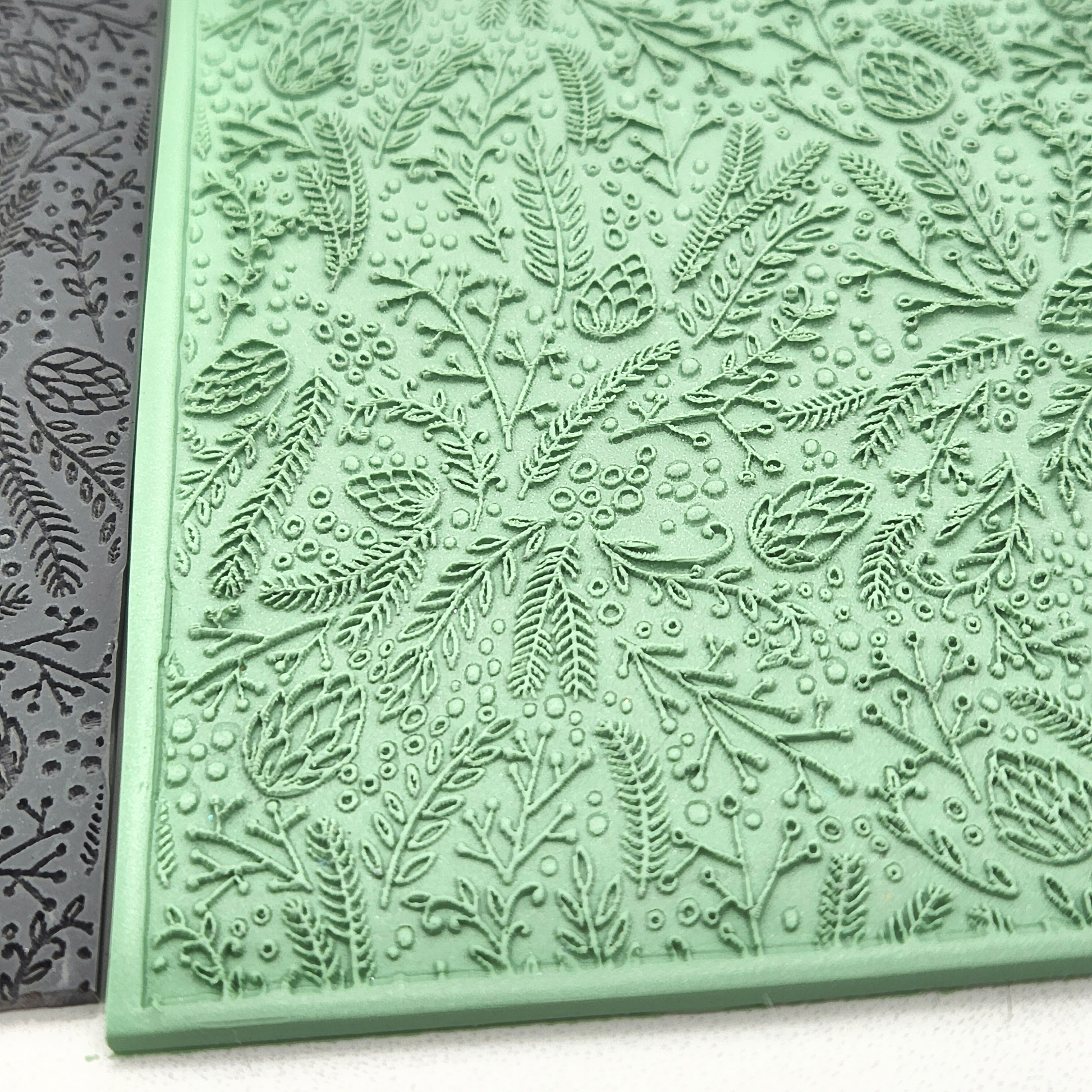 Winter Boho Botanicals Details Polymer Clay Texture Rubber Mat