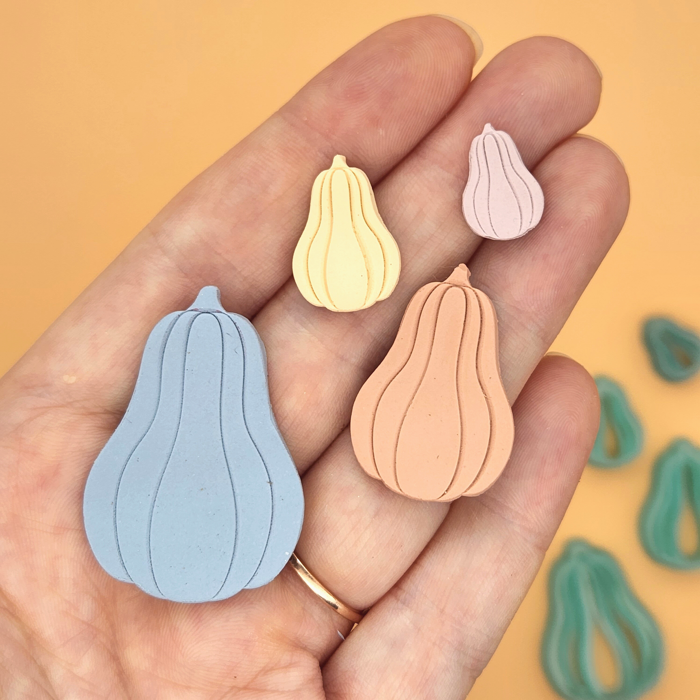 Fall Autumn Gourd Pumpkin Squash Polymer Clay Earrings Jewelry Pendant Charms Crafts