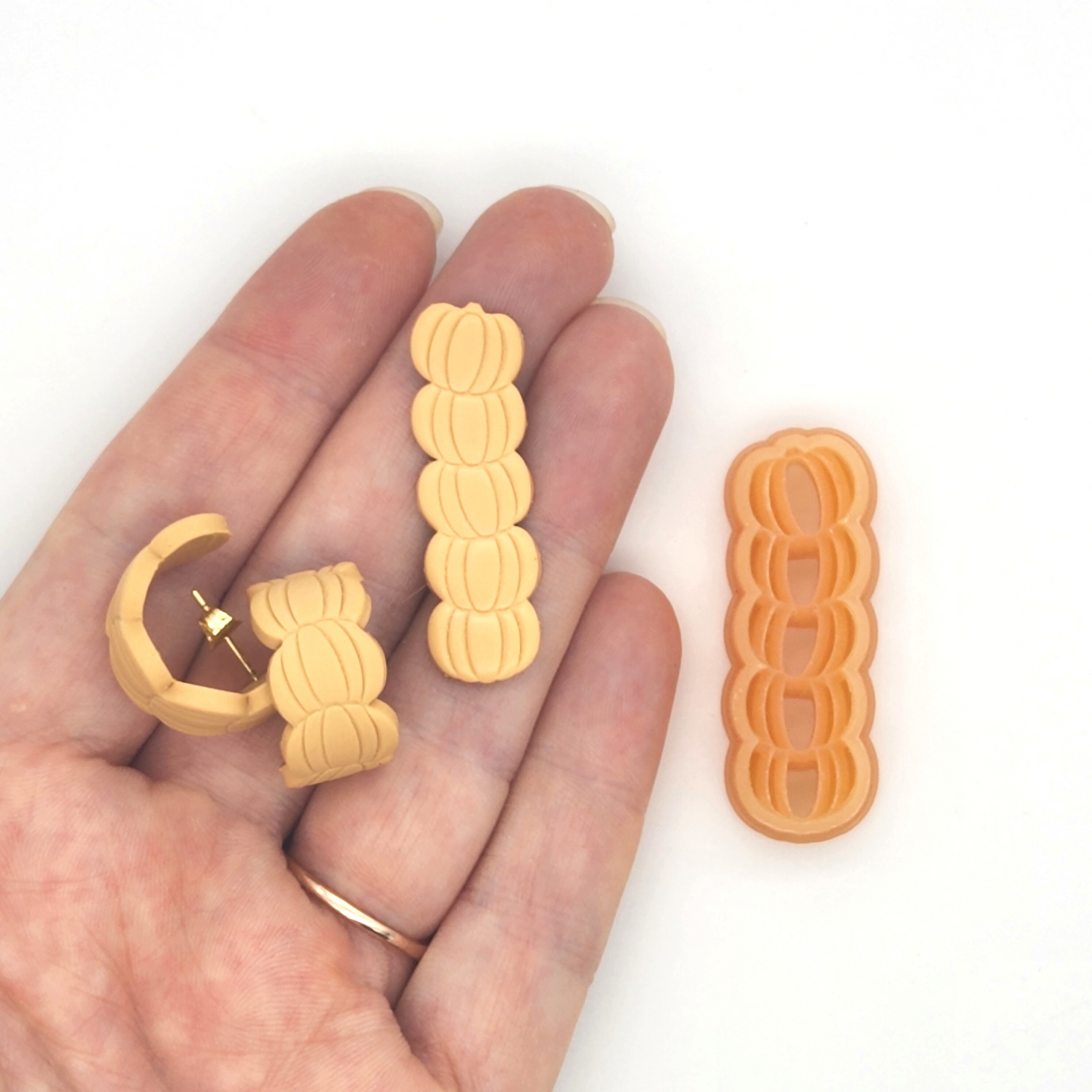 Fall Autumn Pumpkin Stack Ring Huggie Debossing Polymer Clay Earrings Jewelry Pendant Crafts