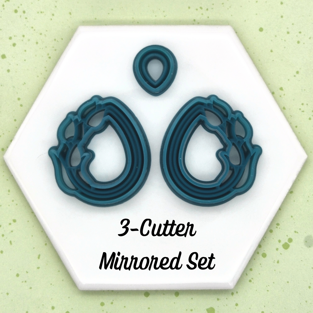 Tulip Teardrops Mirrored Set polymer clay cutters inclusion