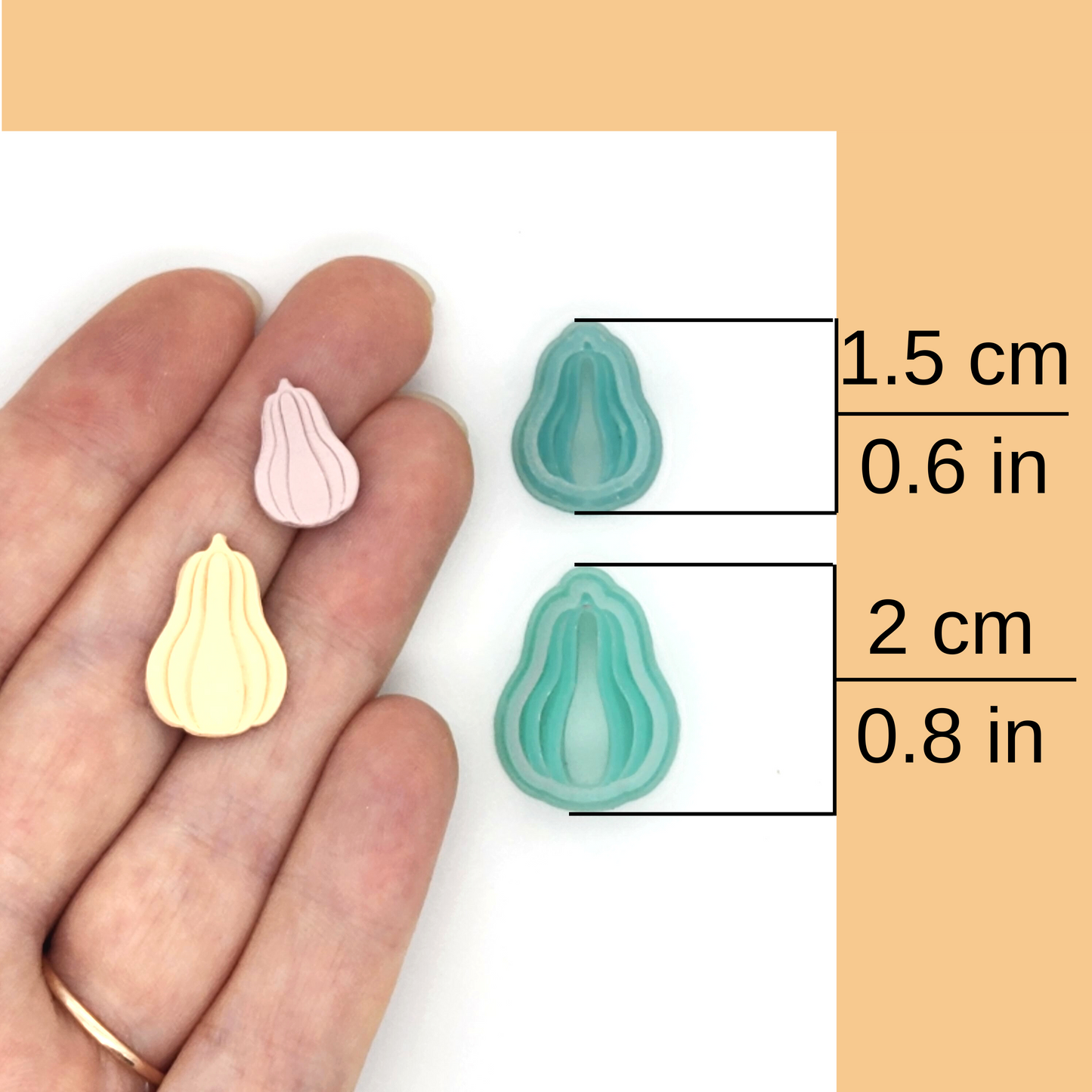 Fall Autumn Gourd Pumpkin Squash Polymer Clay Cutter Sizes for Earring Studs and Jewelry Making