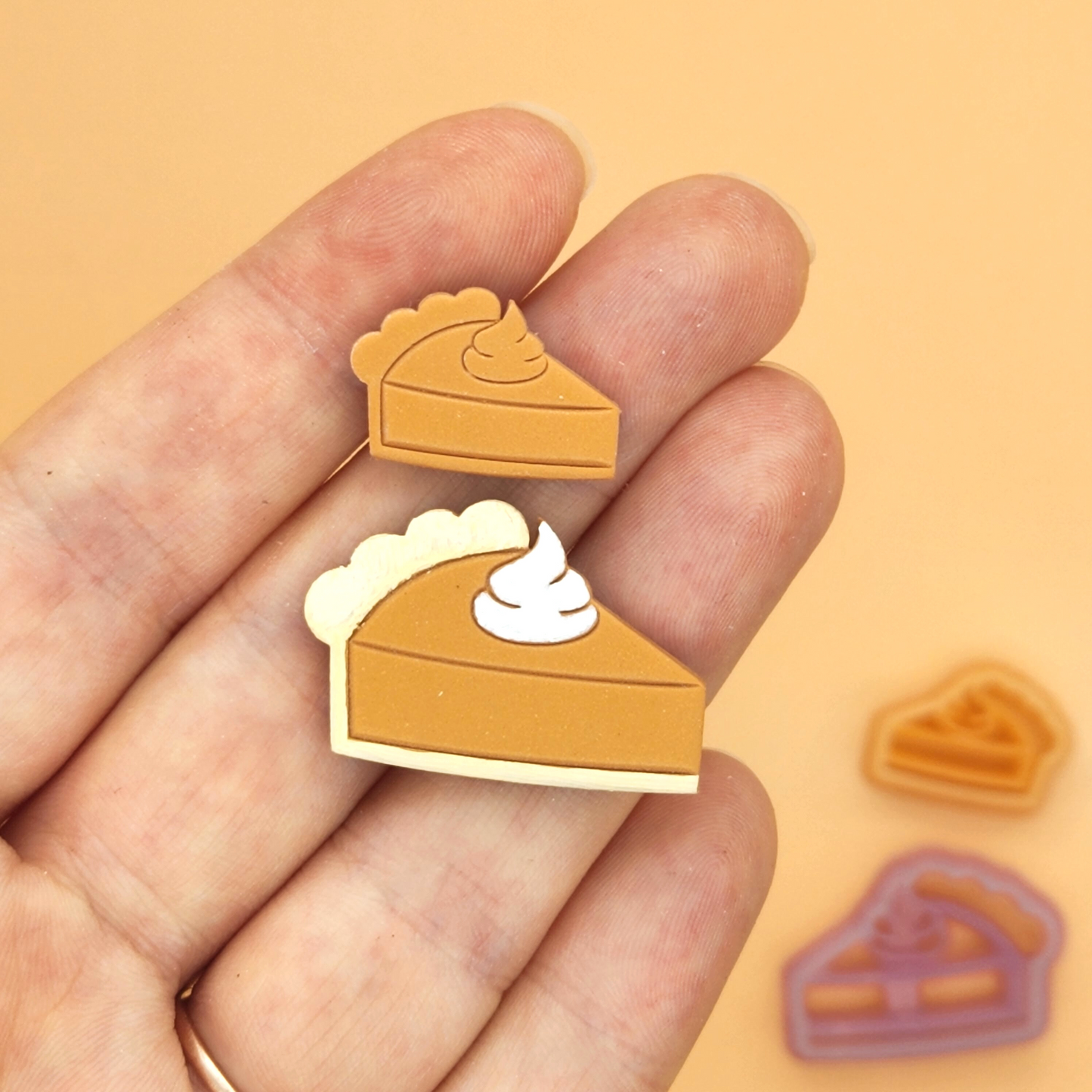 Fall Autumn Pumpkin Pie Slice Polymer Clay Earring Jewelry Making, Charms, Pendant
