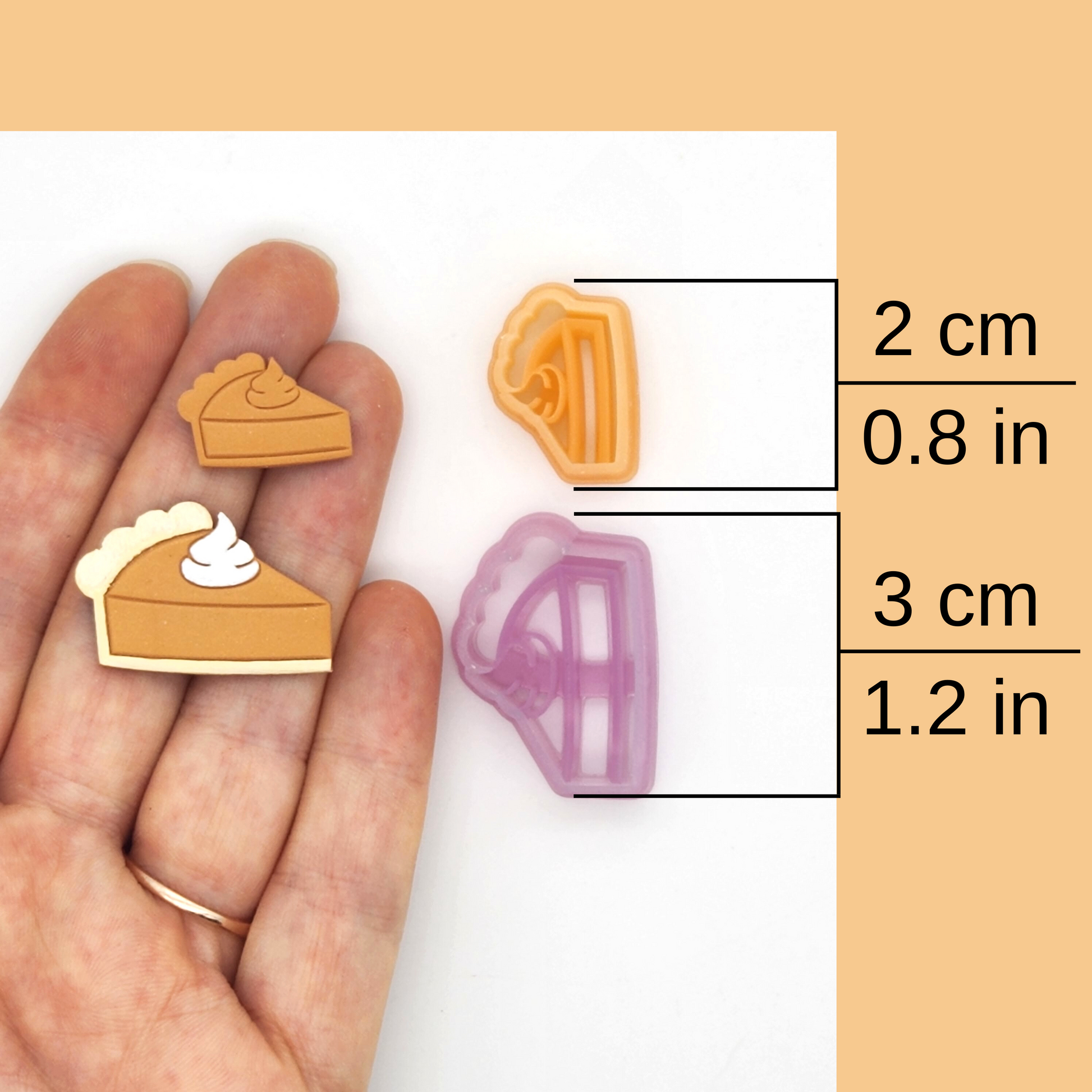 Fall Autumn Pumpkin Pie Slice Polymer Clay Cutter Sizes