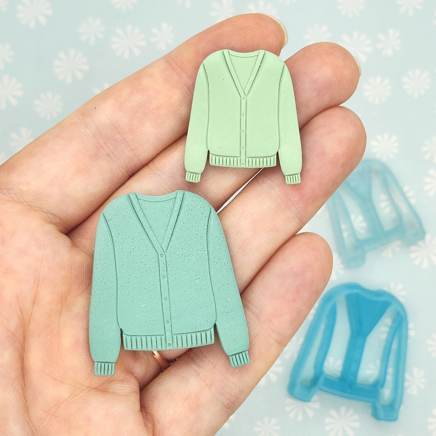 Winter Cardigan Sweater Polymer Clay Earrings Jewelry Charms Crafts