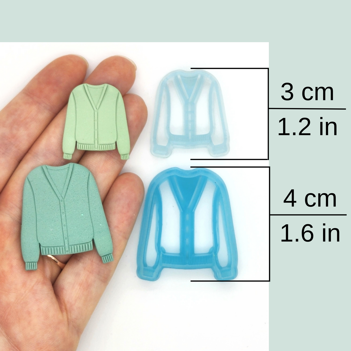 Winter Cardigan Sweater Polymer Clay Cutter Sizes