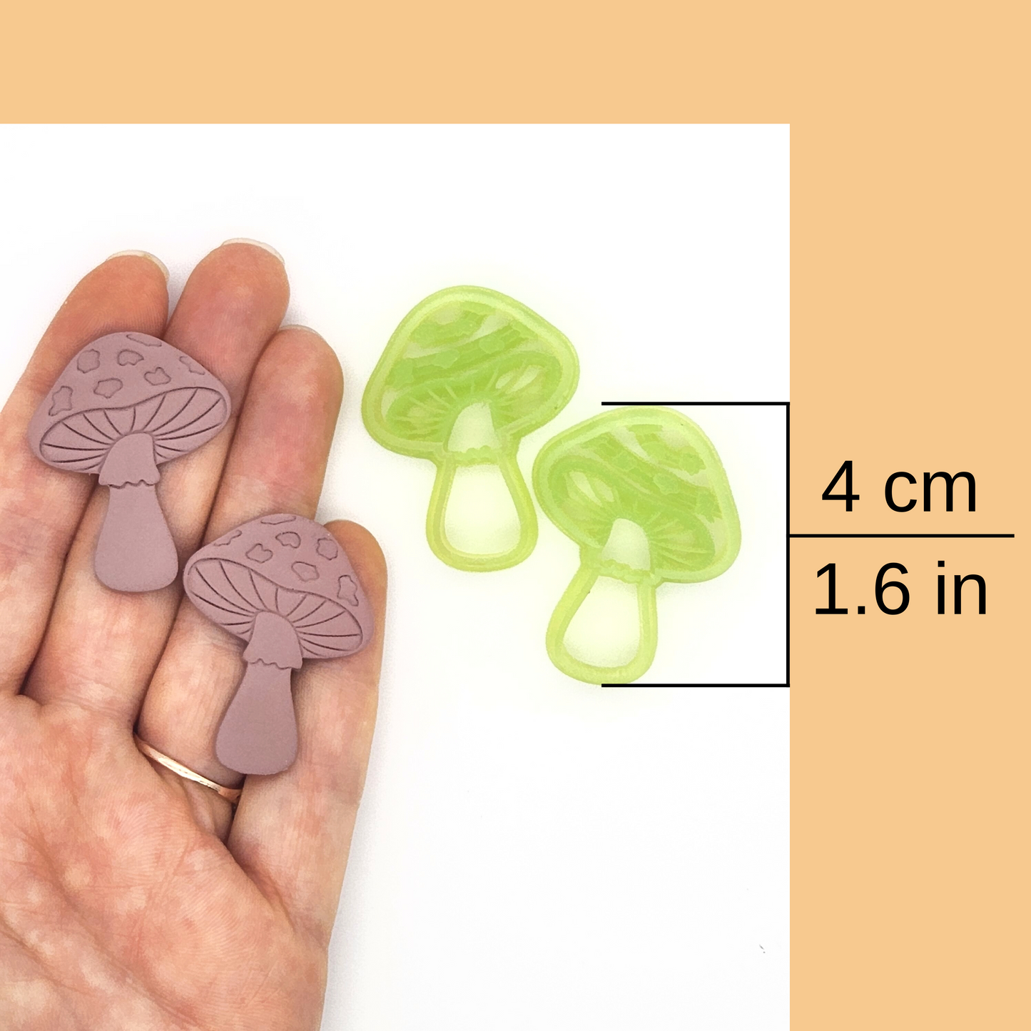 Mushroom Polymer Clay Cutter Dimension