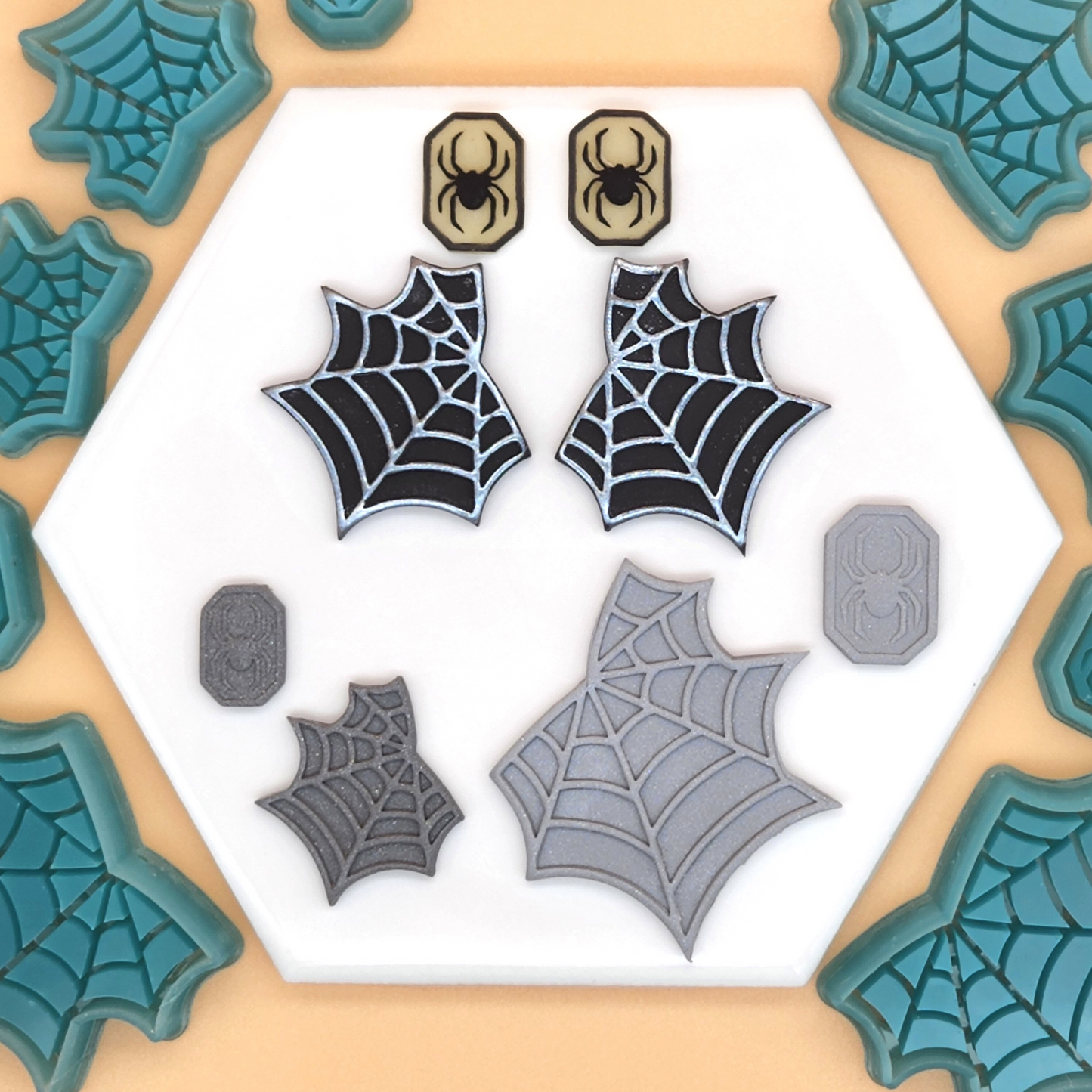 Spider Webs & Spider Stud - Mirrored Set