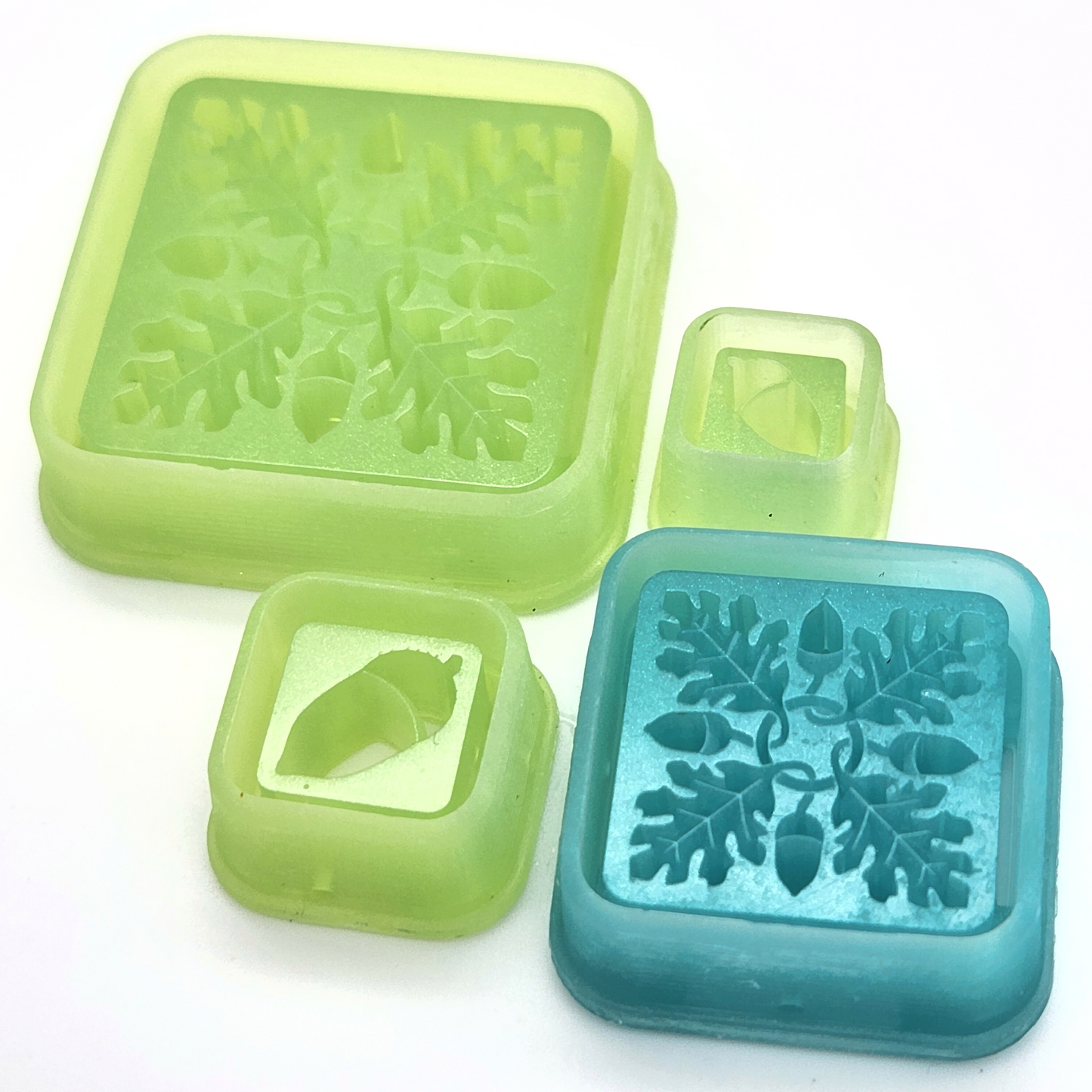 3D Printed Sharp Edge Acorn and Oak Leaves Tile Set Polymer Clay Cutters