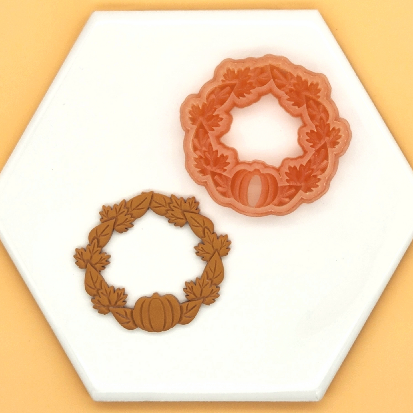 Fall Leaves Autumn Wreath Polymer Clay Cutter