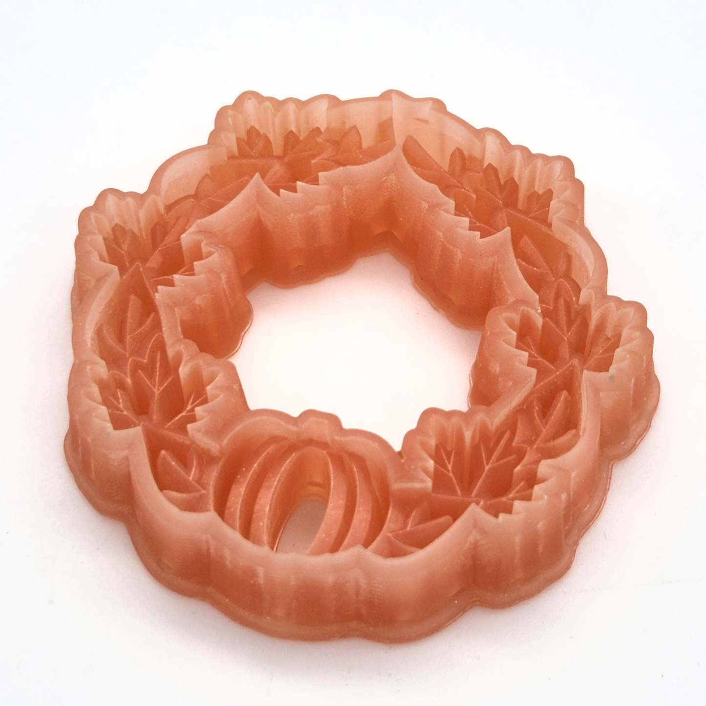3D Printed Debossing Autumn Wreath Polymer Clay Cutter Details