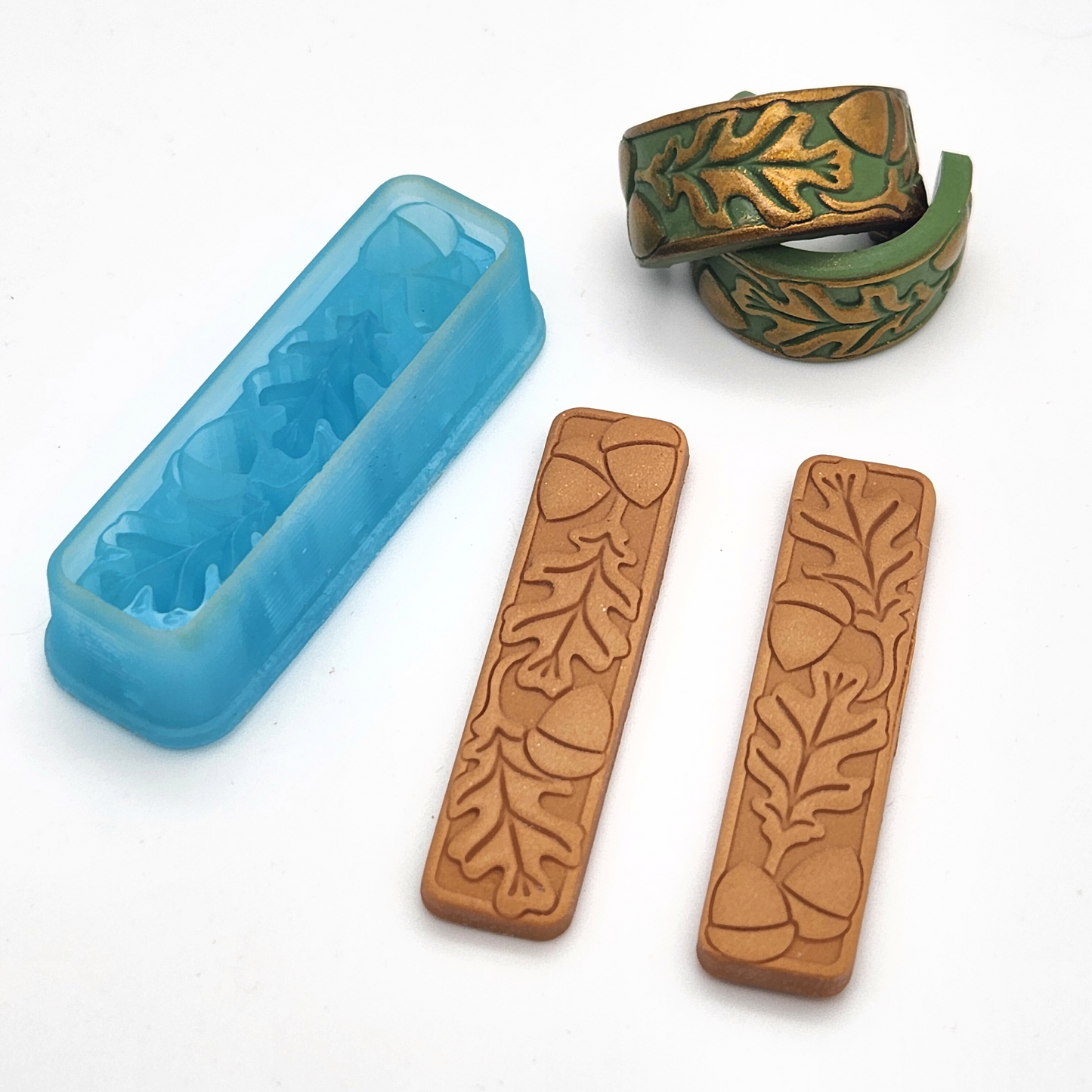 3D Printed Acorn and Oak Leaves Debossing Polymer Clay Cutter