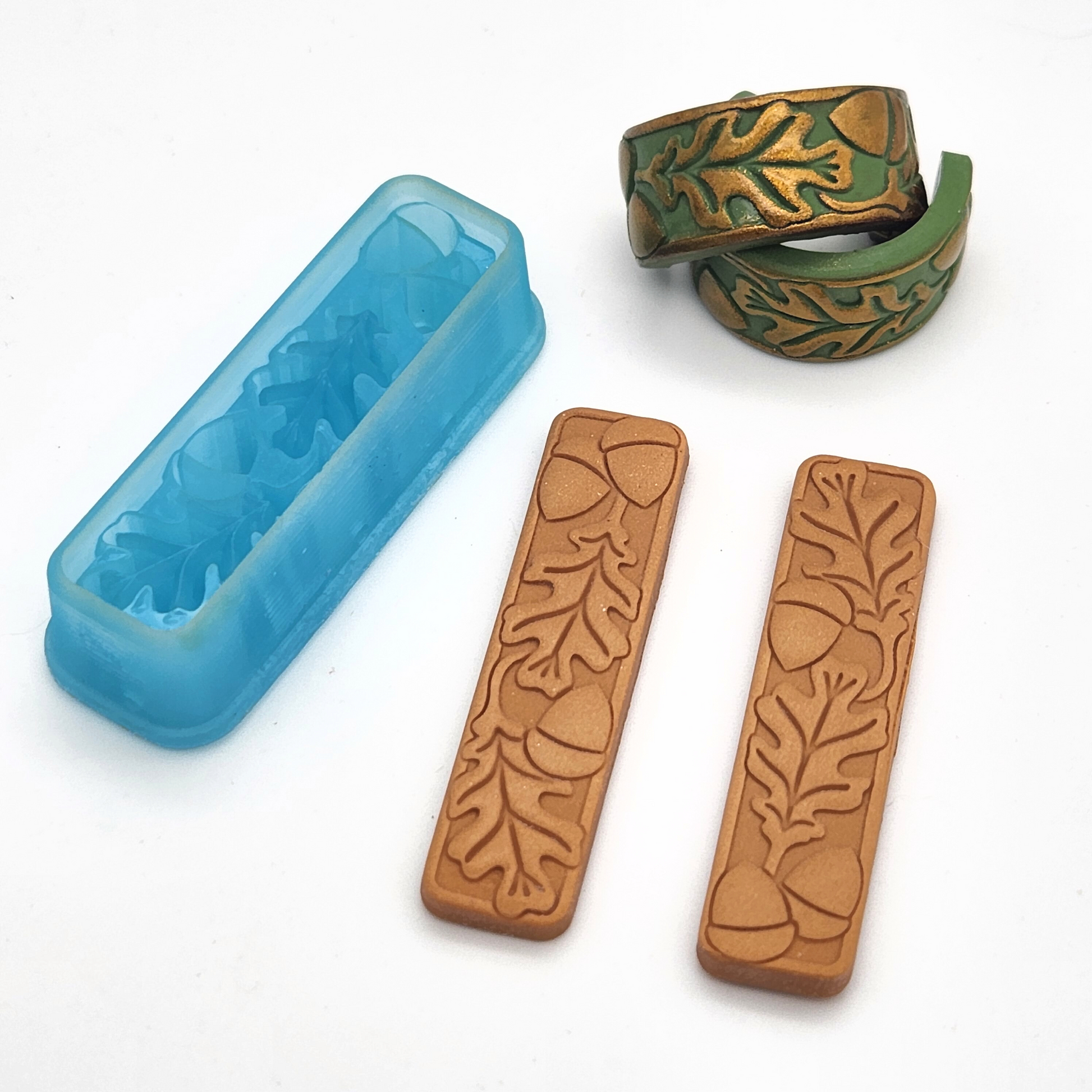 3D Printed Acorn and Oak Leaves Debossing Polymer Clay Cutter
