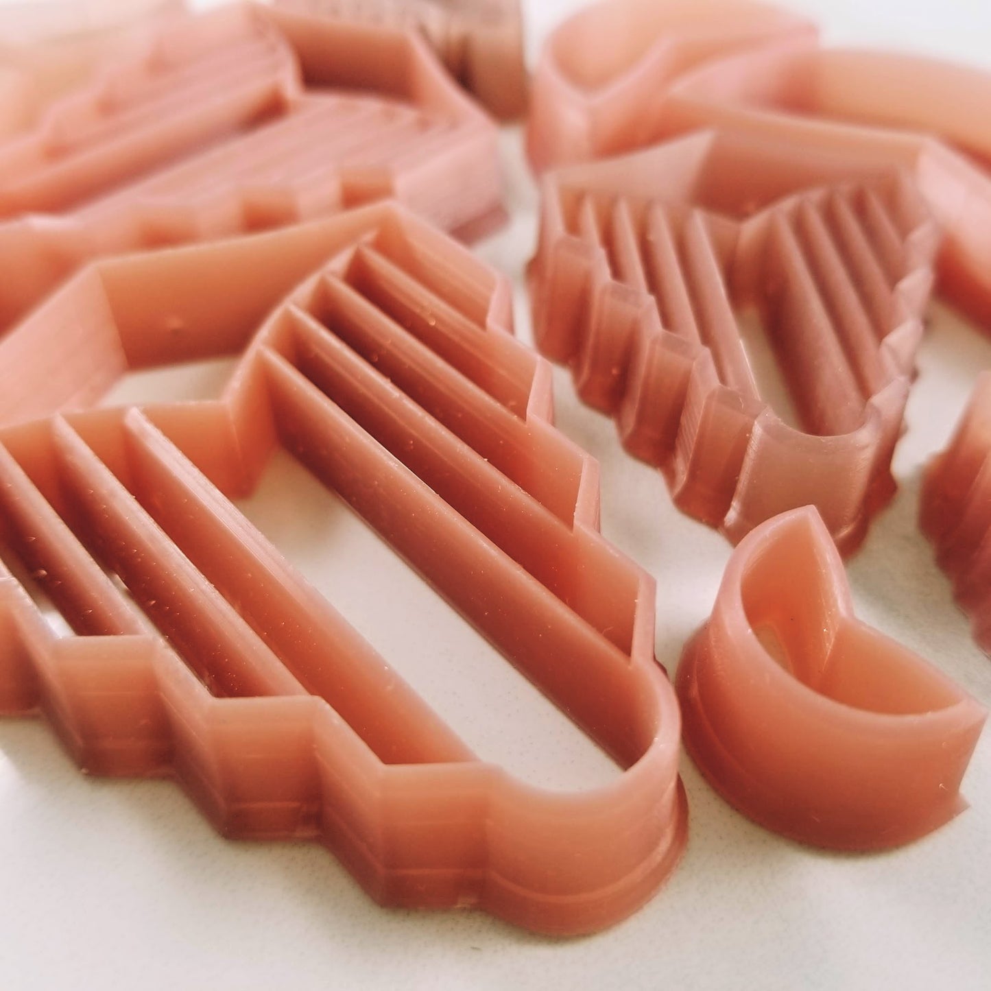 Embossing/debossing Art Deco Amulet Polymer Clay Cutter Closeup to see sharp edges for clean cuts, no sanding