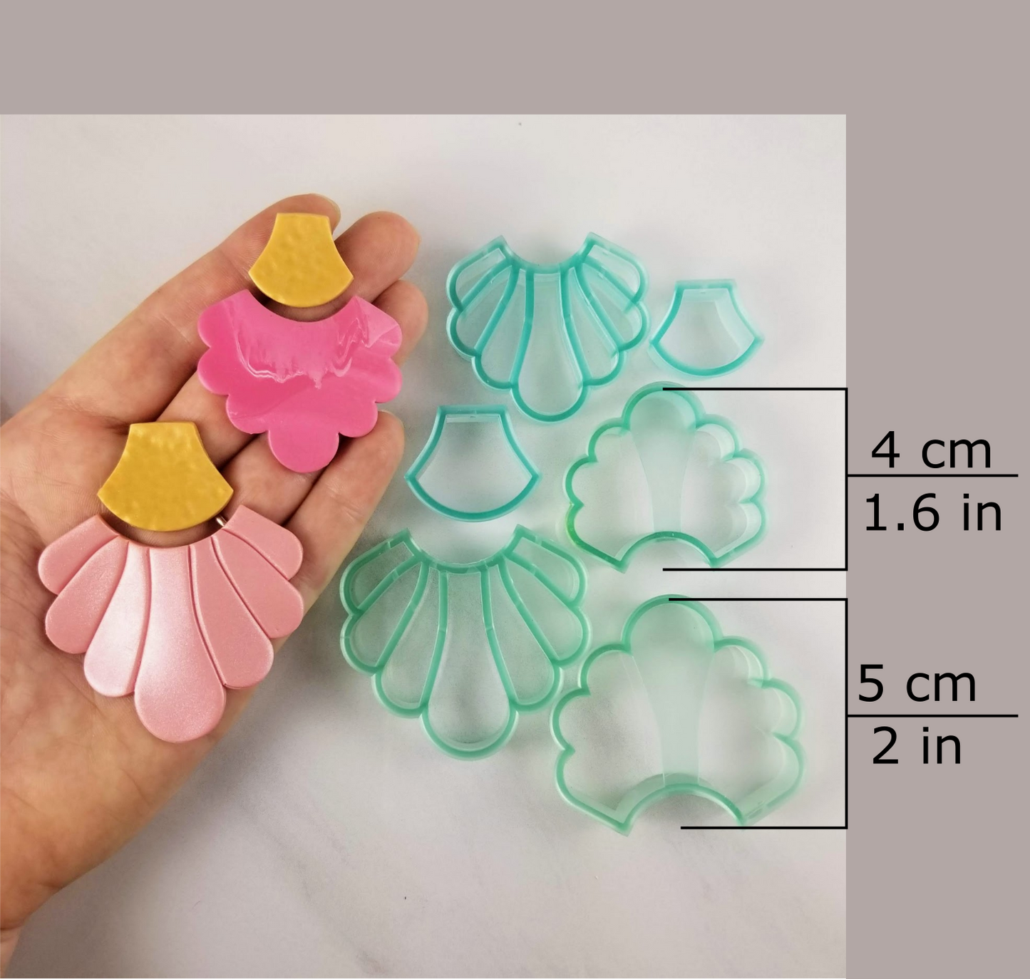The Art deco flower set available sizes, 4 centimeters / 1.6 inches, 5 centimeters / 2 inches
