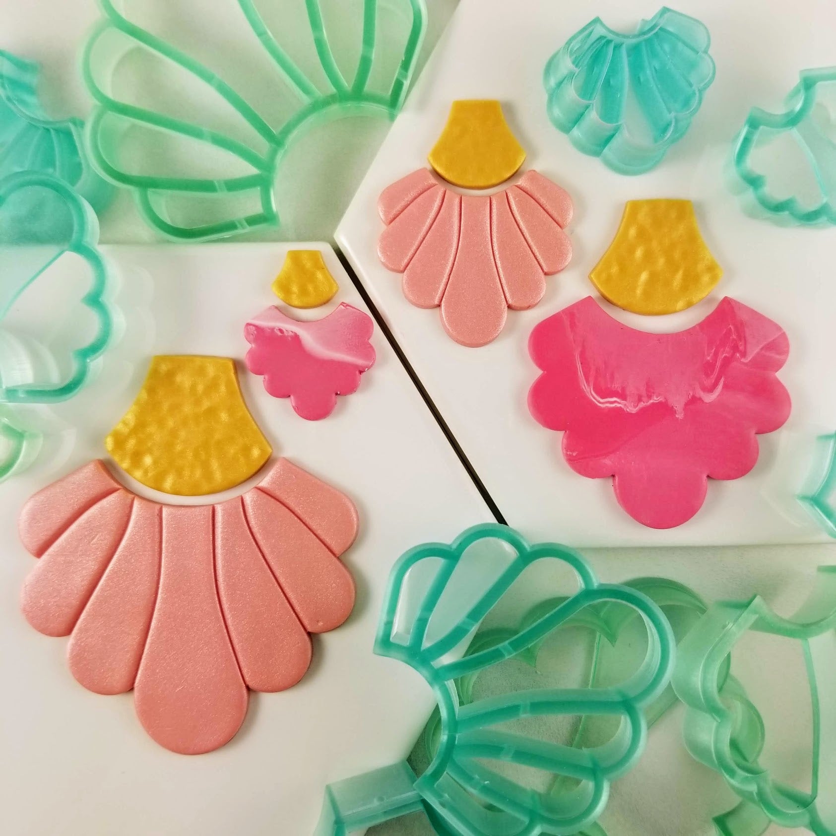 Art deco flower polymer clay cutter set, polymer clay tools and supplies for jewelry and earring making stud and dangle