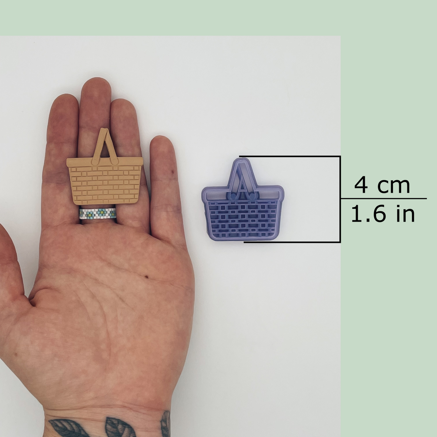 Picnic basket clay cutter available size, 4 centimeters / 1.6 inches
