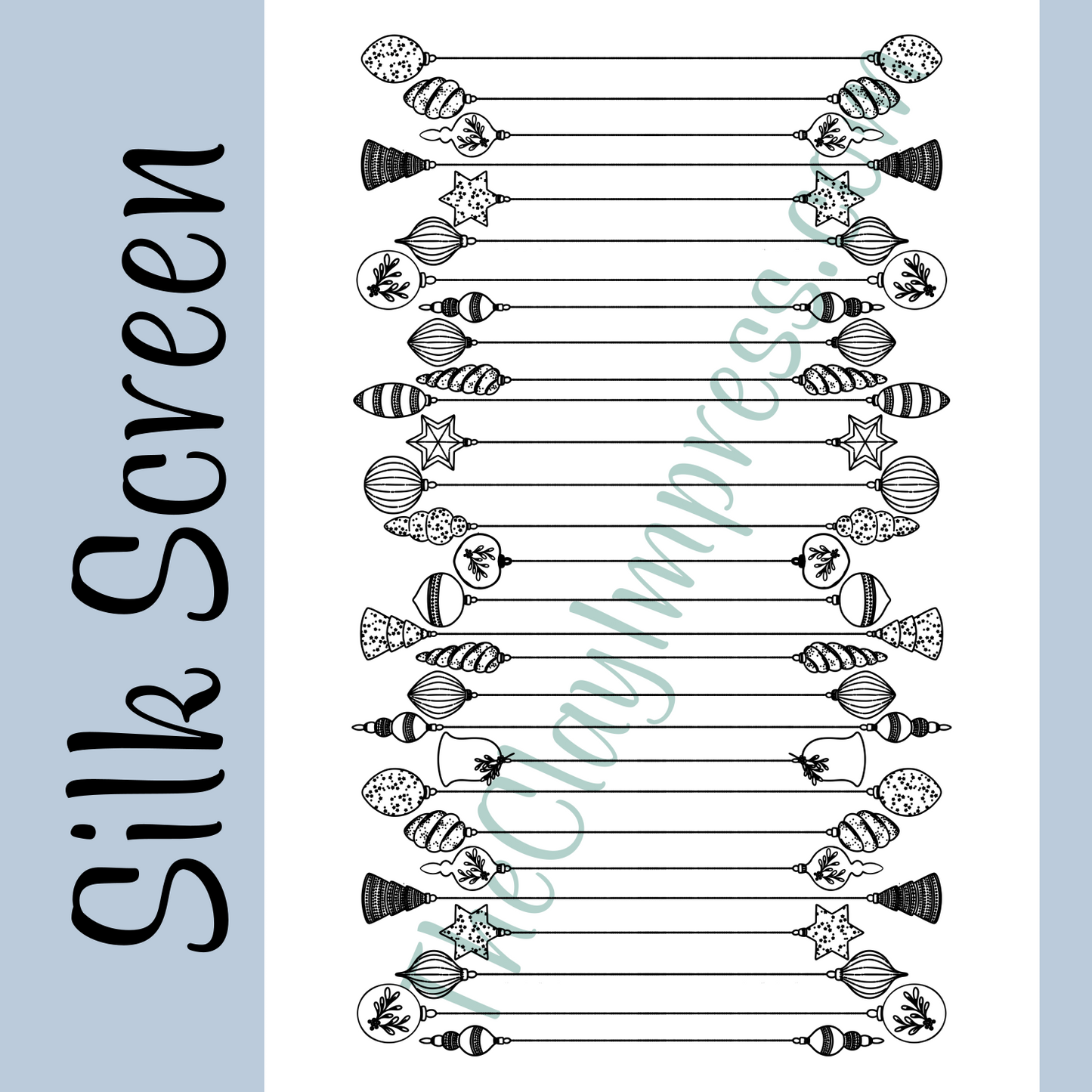 Winter Christmas Ornament Silkscreen Stencil Design Polymer Clay Crafts