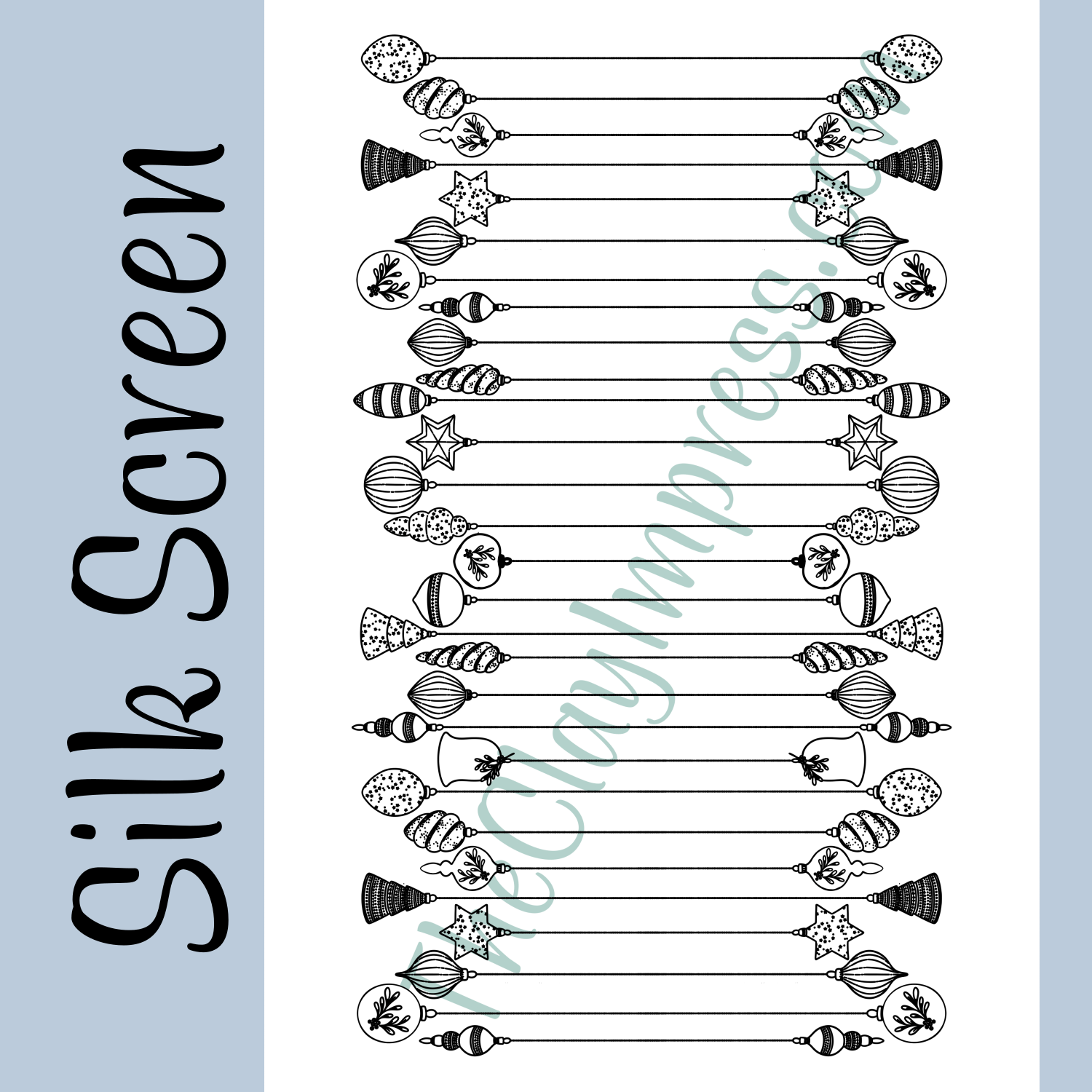 Winter Christmas Ornament Silkscreen Stencil Design Polymer Clay Crafts