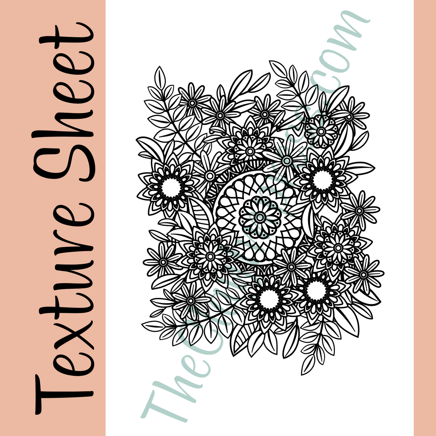 Flower Mandala design on texture sheet for polymer clay