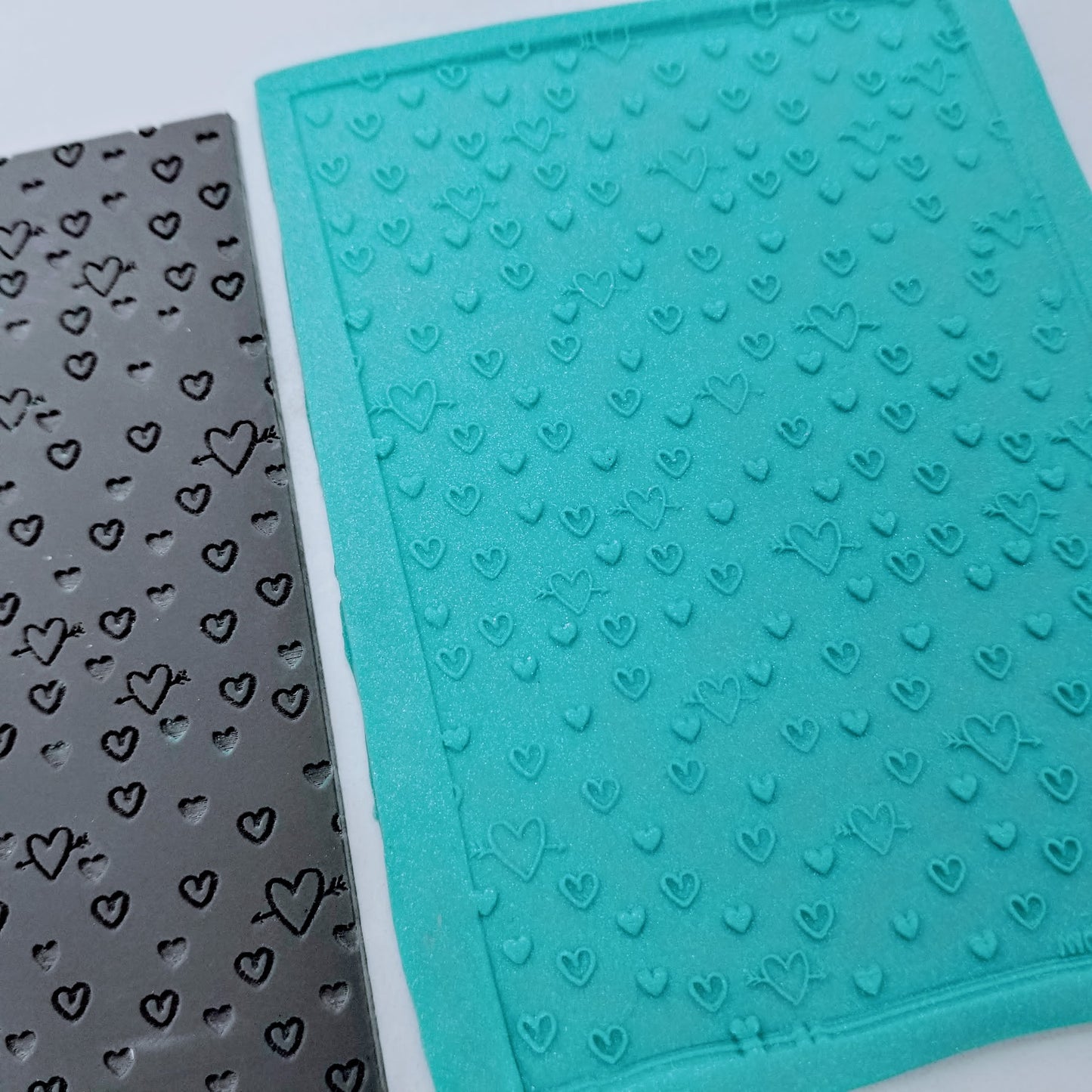hearts and arrows texture sheet and sample texture on polymer clay