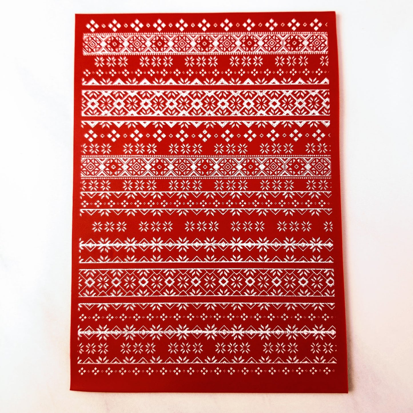 Winter Christmas Holiday Knit Silkscreen Stencil for Polymer Clay Painting Tools and Supplies