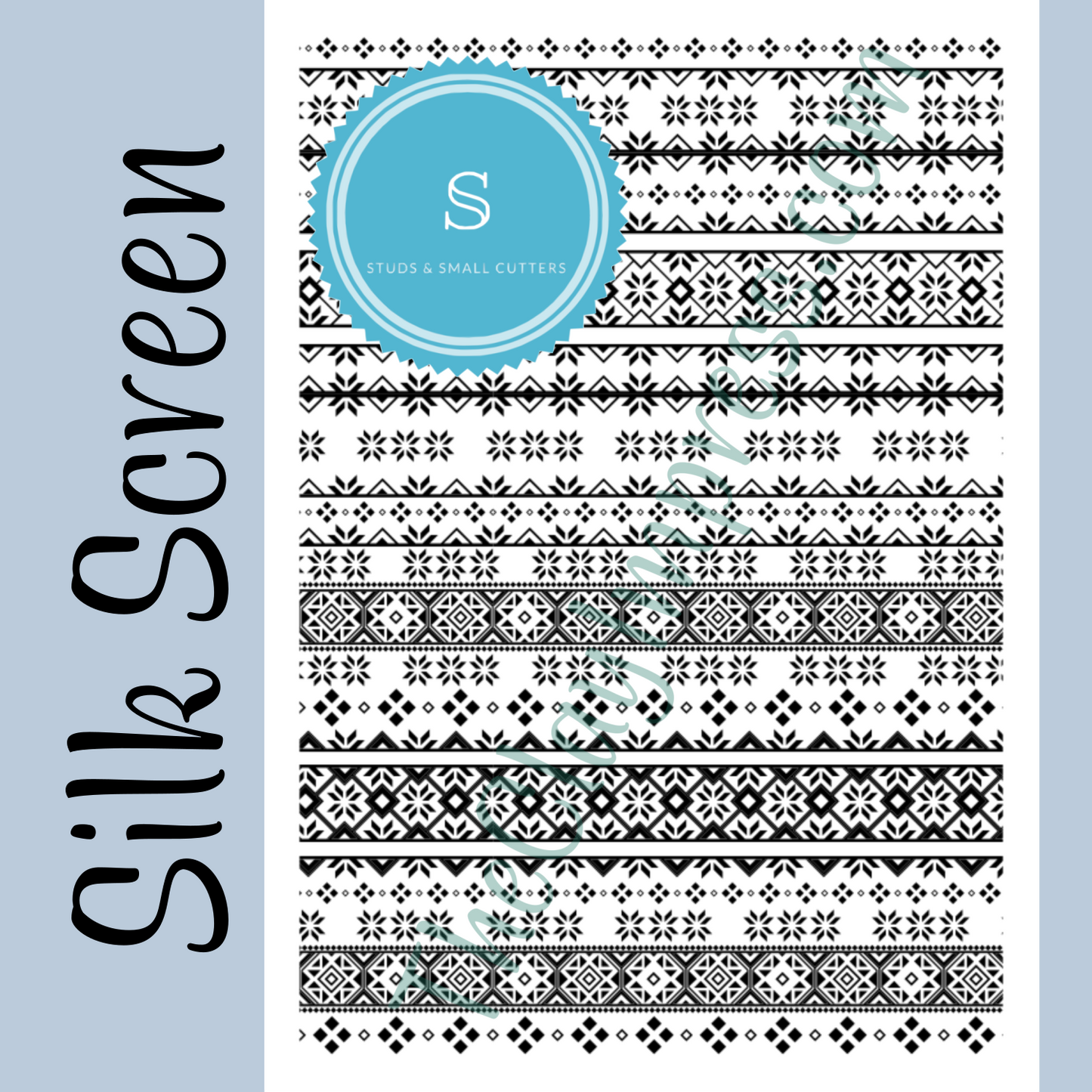 Winter Christmas Holiday Knit Silkscreen Stencil for Polymer Clay