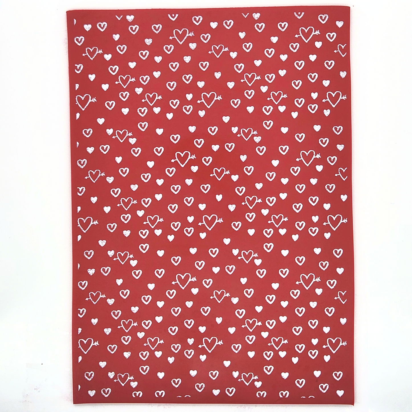 hearts and arrows silk screen on polymer clay