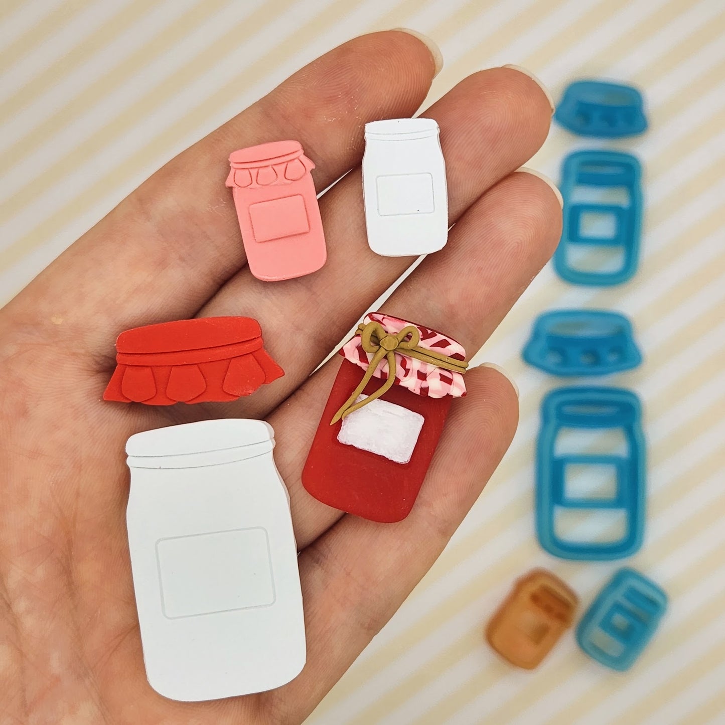 Jar and Jam polymer clay earrings, jewelry, pendants, charms