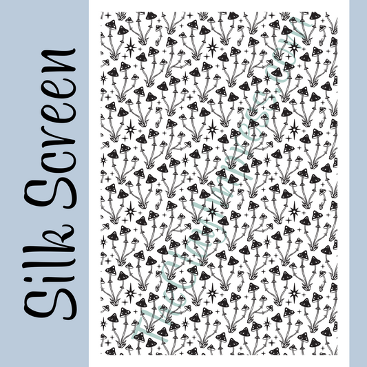 Fall Magick Mushrooms Silk Screen Design Pattern