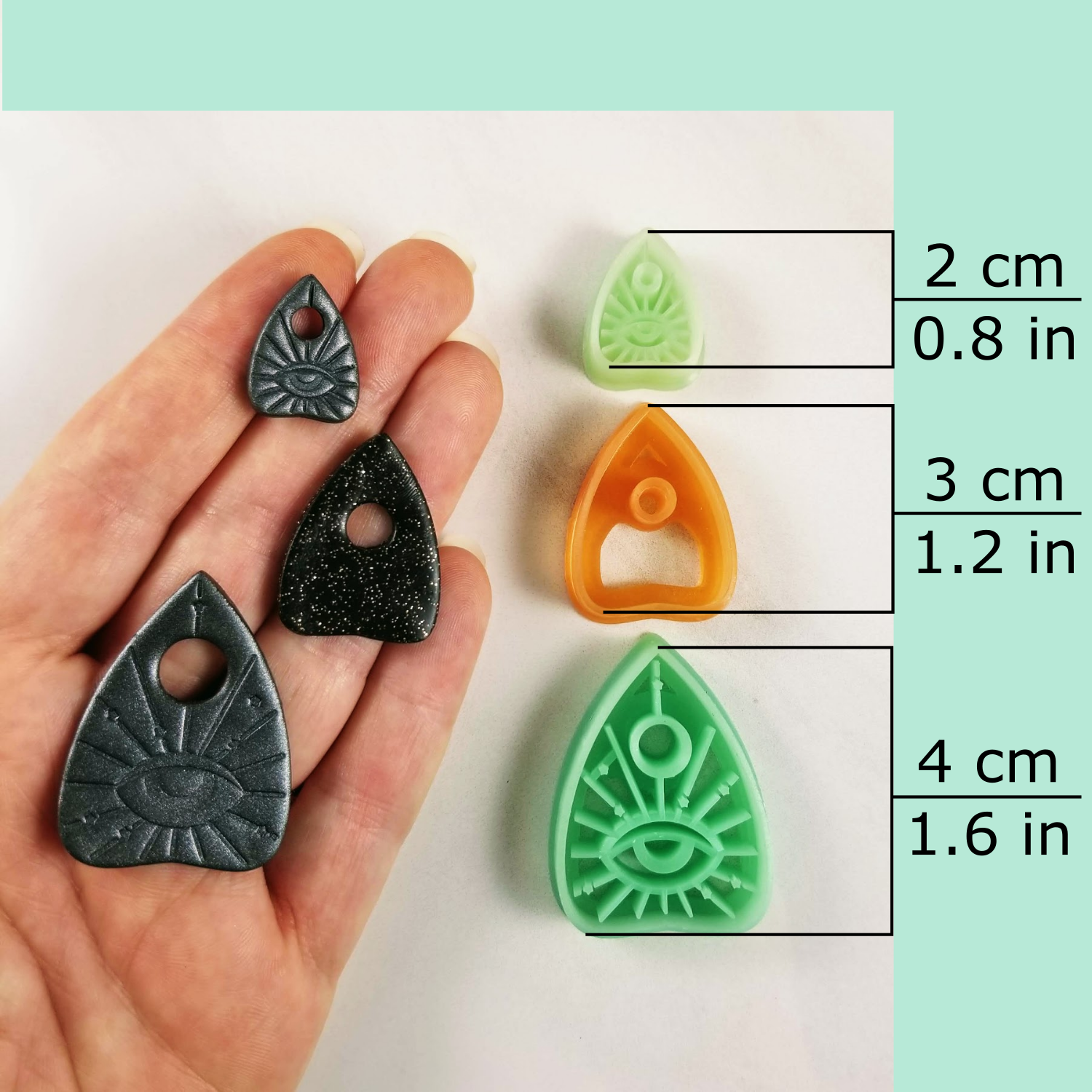 Ouija Board Planchette Polymer Clay Cutters Small Dimensions Halloween Clay Cutters