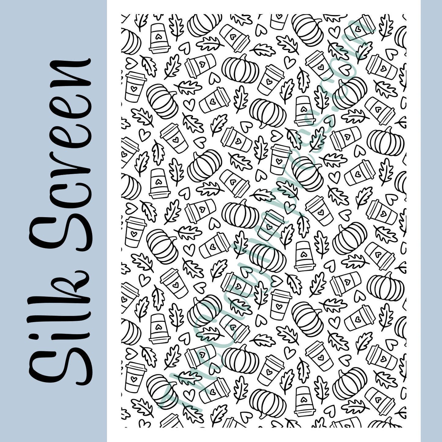 Fall Pumpkin Spice Latte Pattern Silk Screen for Polymer Clay