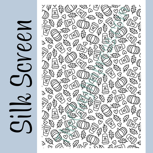 Fall Pumpkin Spice Latte Pattern Silk Screen for Polymer Clay