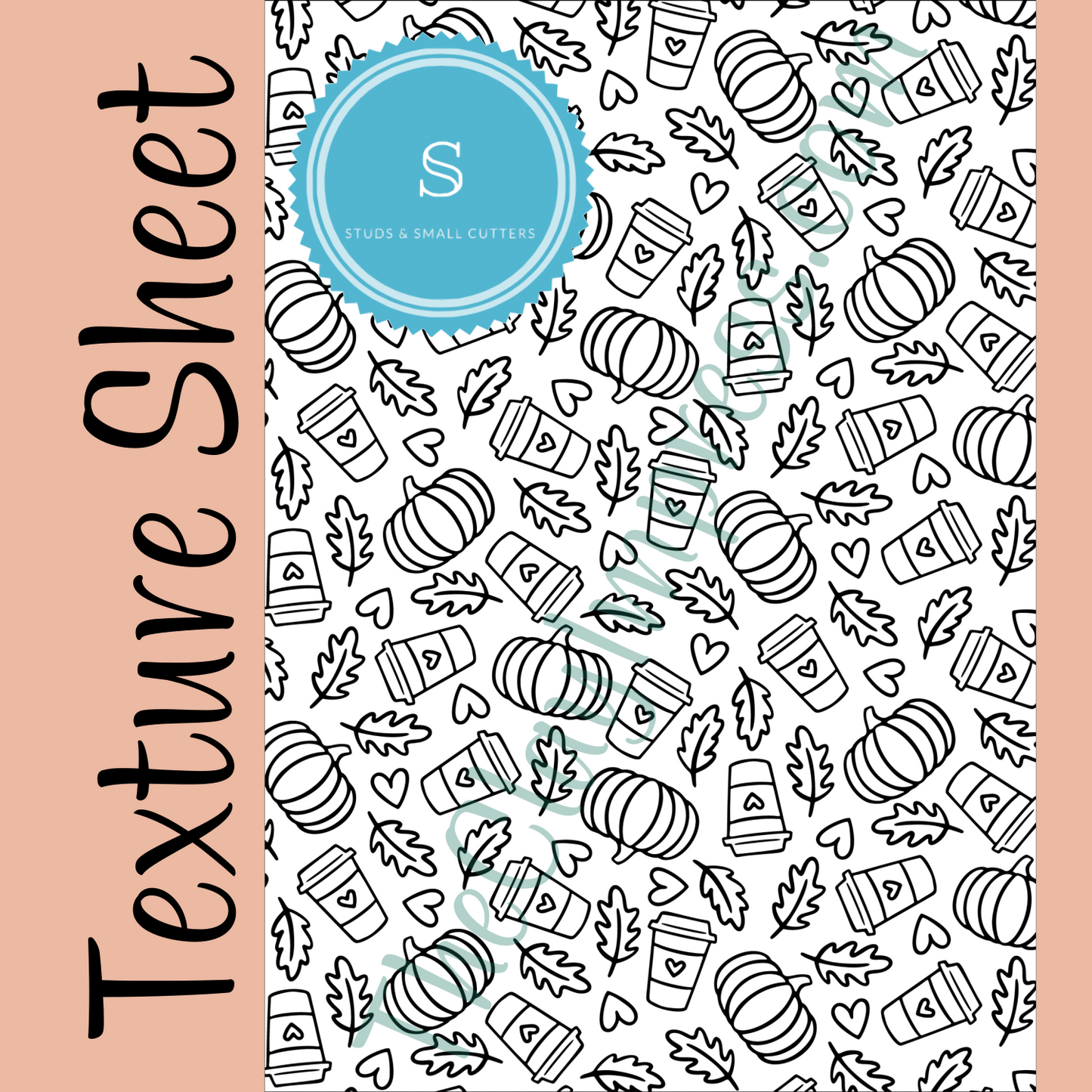 Fall Pumpkin Spice Latte Pattern Texture Sheet for Polymer Clay