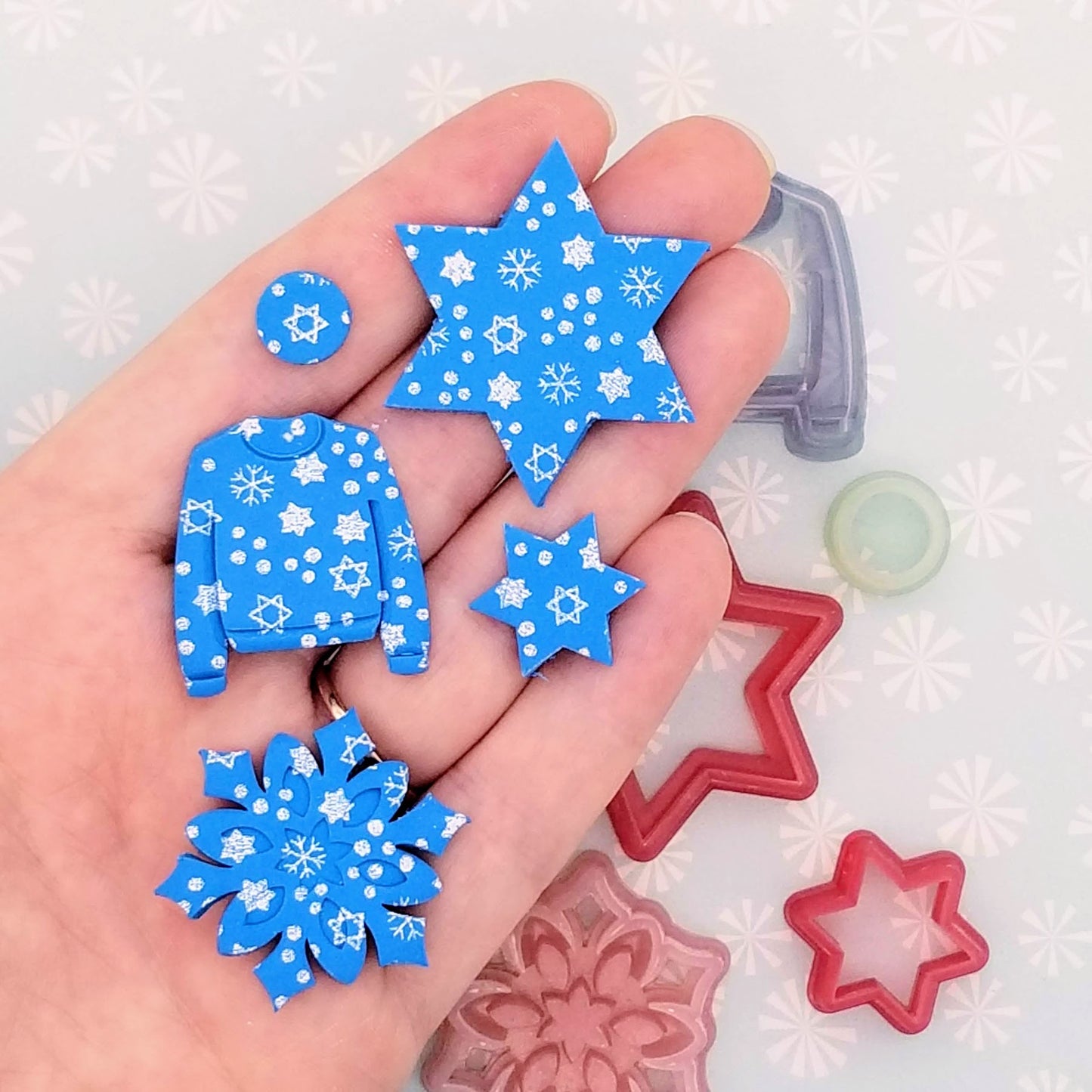 Hanukkah Star of David Silkscreen Stencil Polymer Clay Earrings Jewelry Charm Ornament Crafts