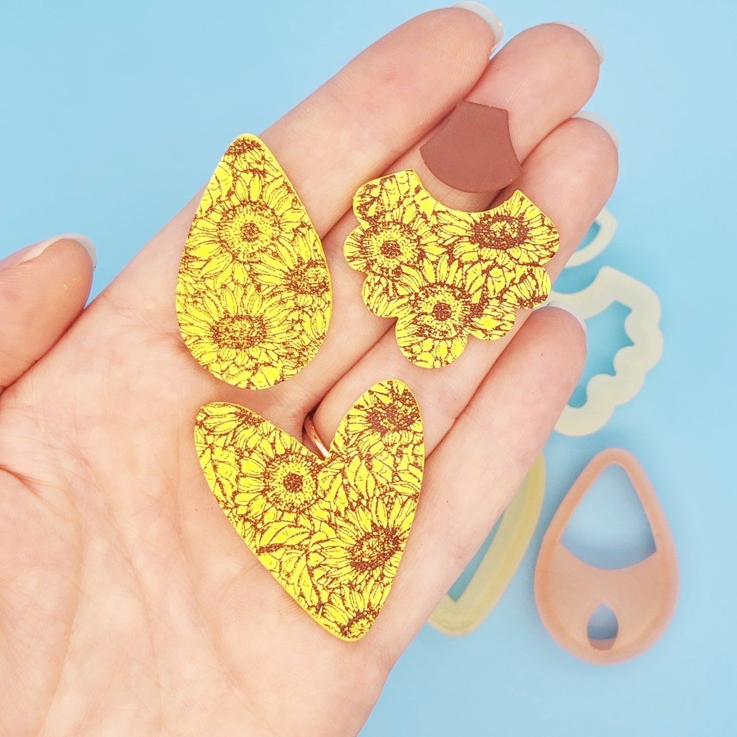 sunny floral sunflowers on clay earring sample