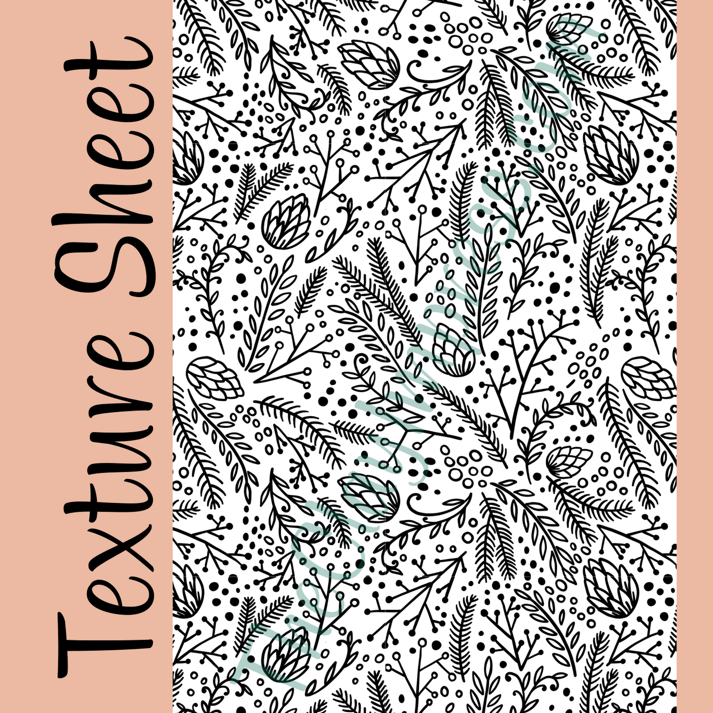 Winter Bohemian Botanicals Plants Floral Design Pattern Texture Stamp for Polymer Clay