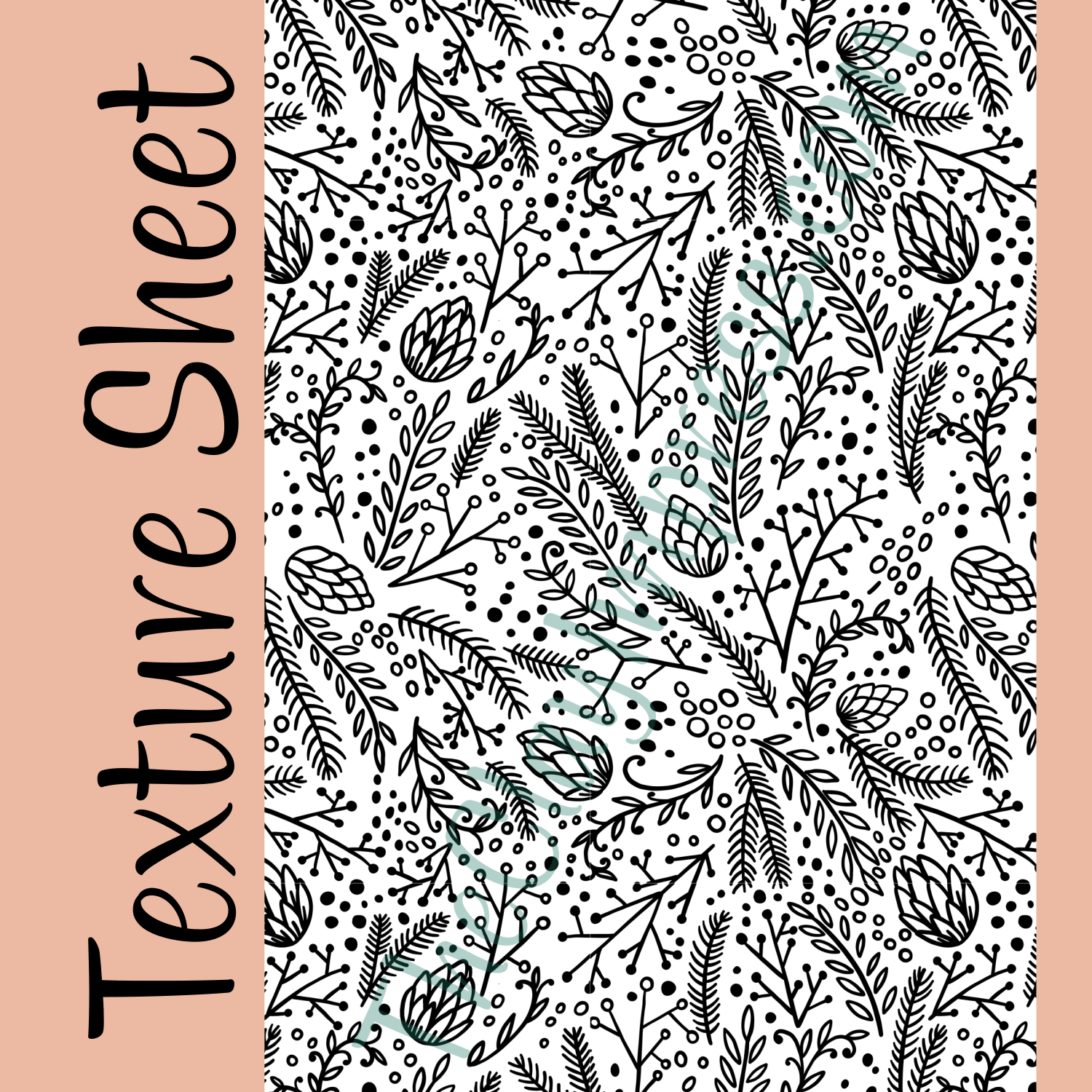 Winter Bohemian Botanicals Plants Floral Design Pattern Texture Stamp for Polymer Clay