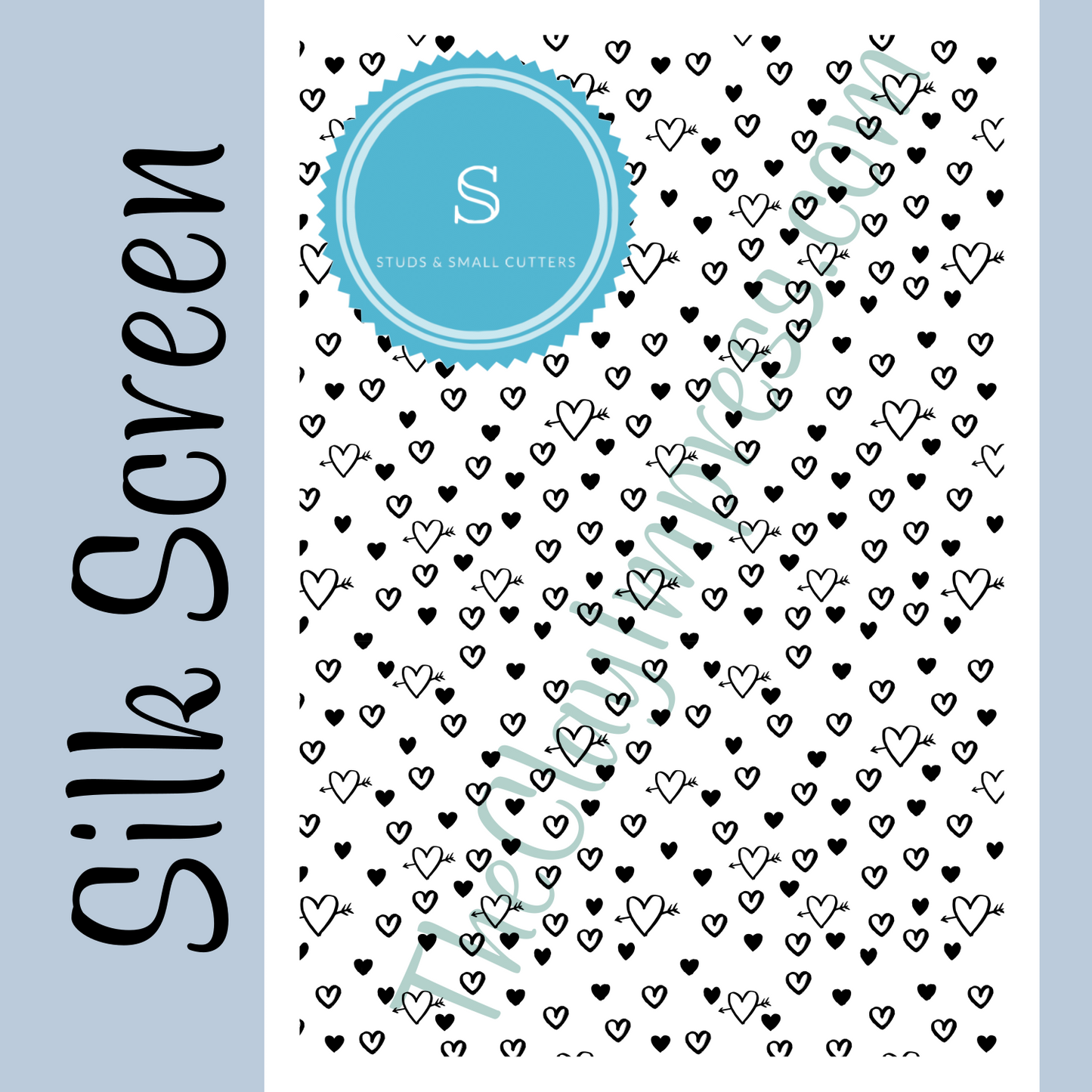 hearts and arrows pattern design on silk screen