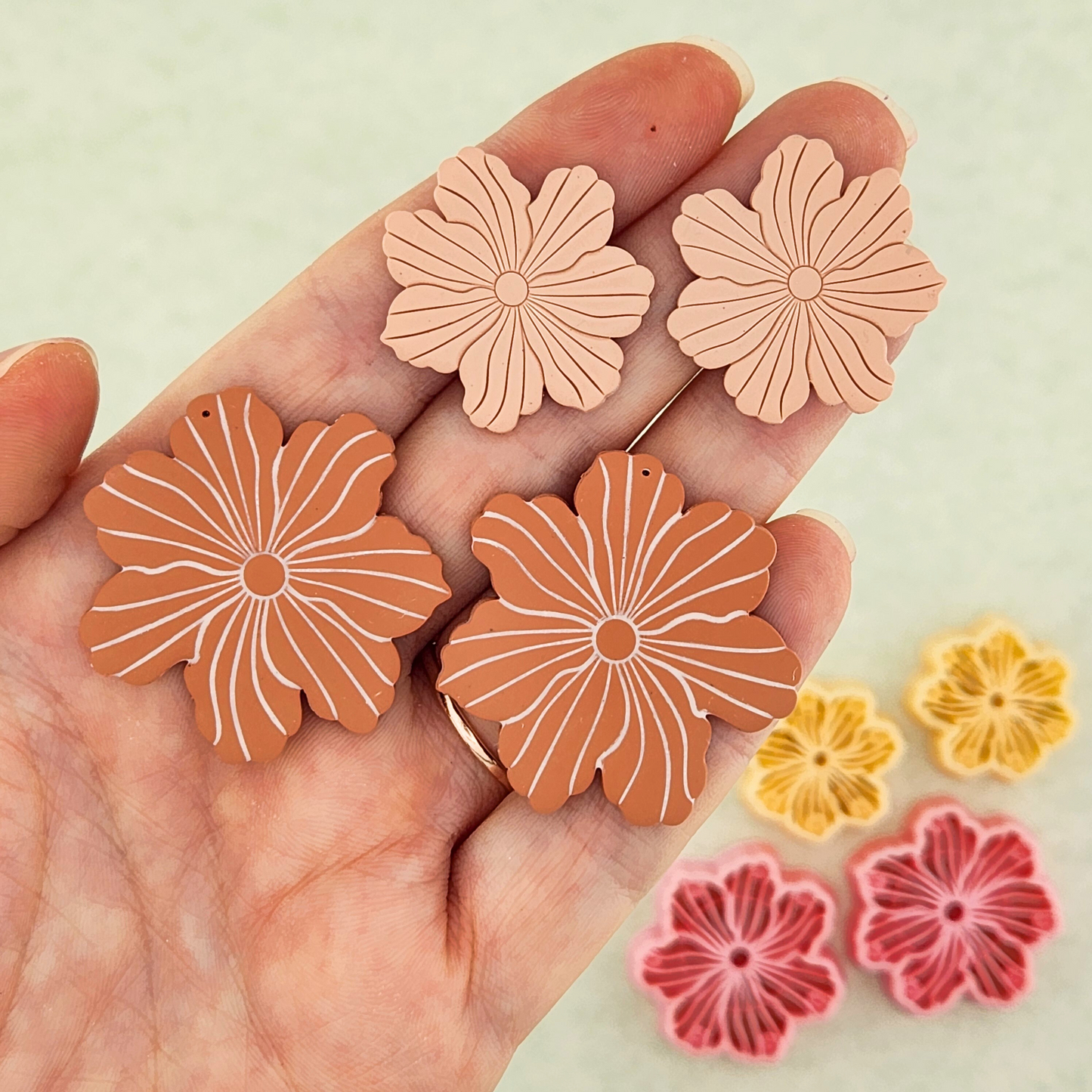 Hand-Drawn Blossom Mirrored Polymer Clay Cutter Set