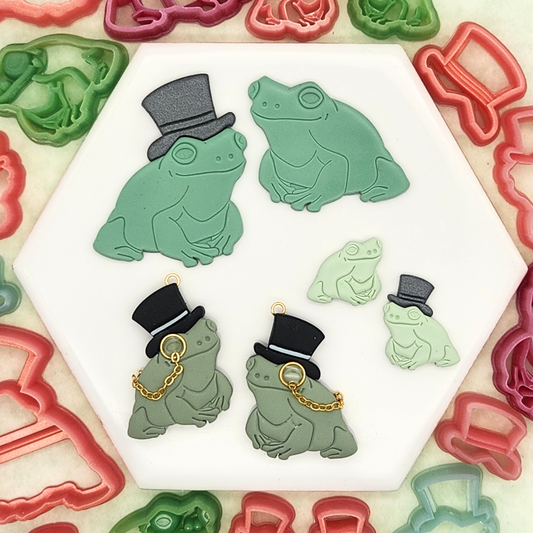 Mr. Frog and Top Hat Polymer Clay Cutters - Mirrored Sets