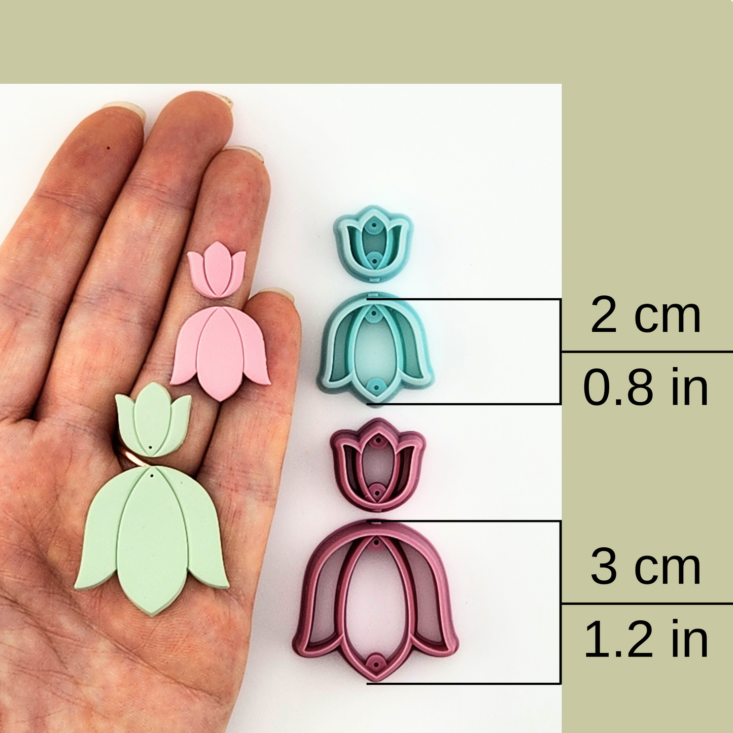 Tulip Dangle Mirrored Polymer Clay Cutter Set
