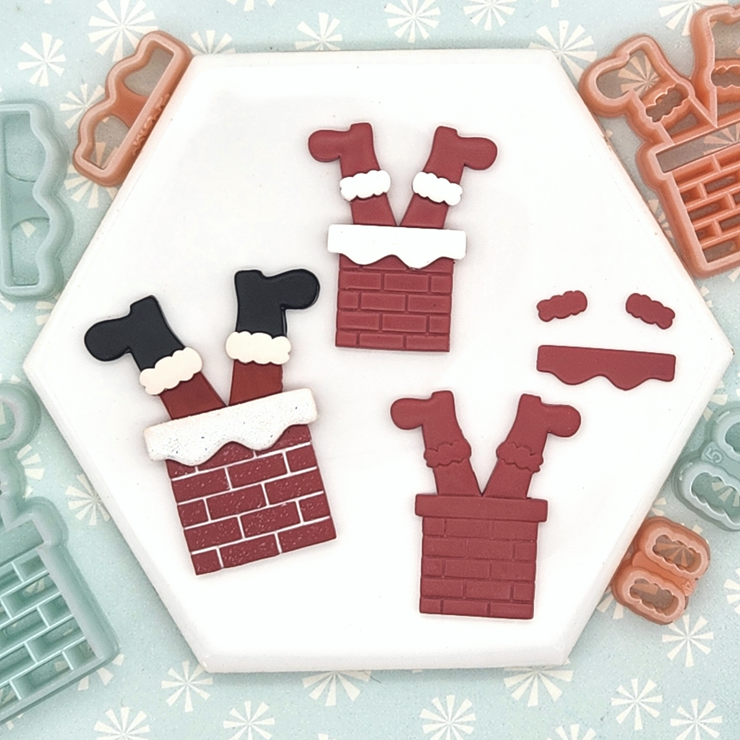Santa in Chimney Polymer Clay Cutter Set