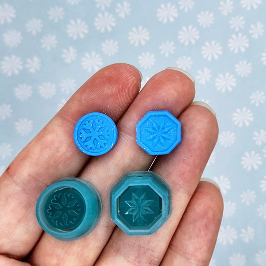 Pair of Snowflake Polymer Clay Stud Cutters