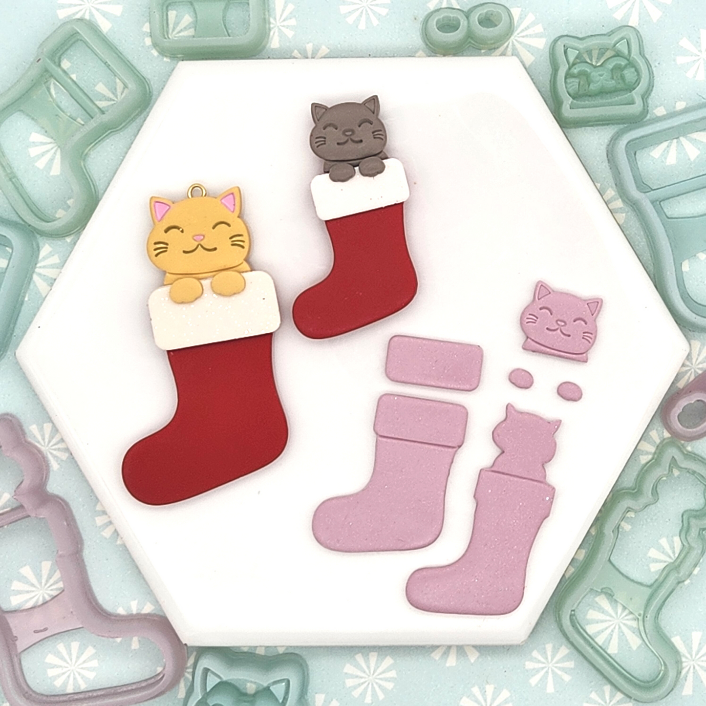 Kitten in a Stocking Polymer Clay Cutter Set
