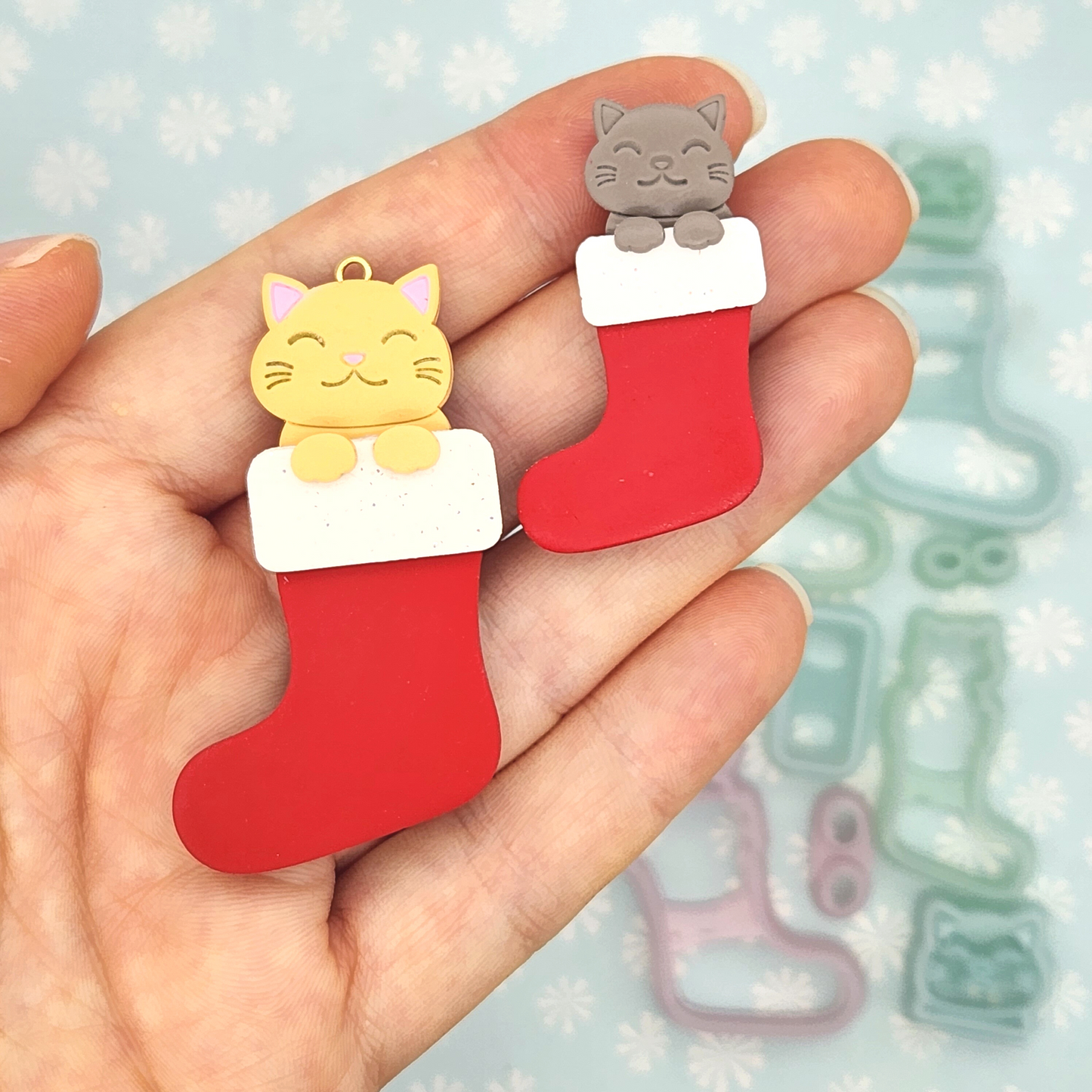 Kitten in a Stocking Polymer Clay Cutter Set