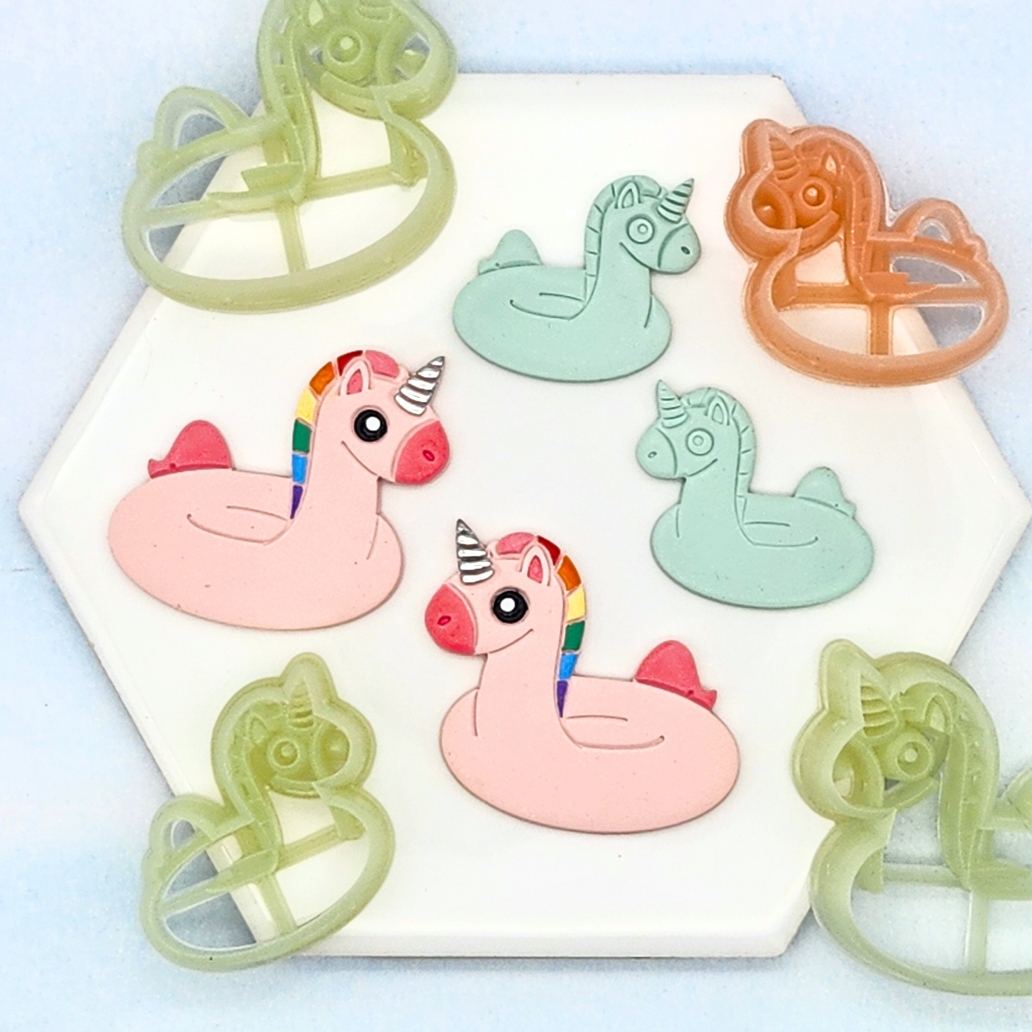 Unicorn Pool Float Polymer Clay Cutters - Mirrored Pair