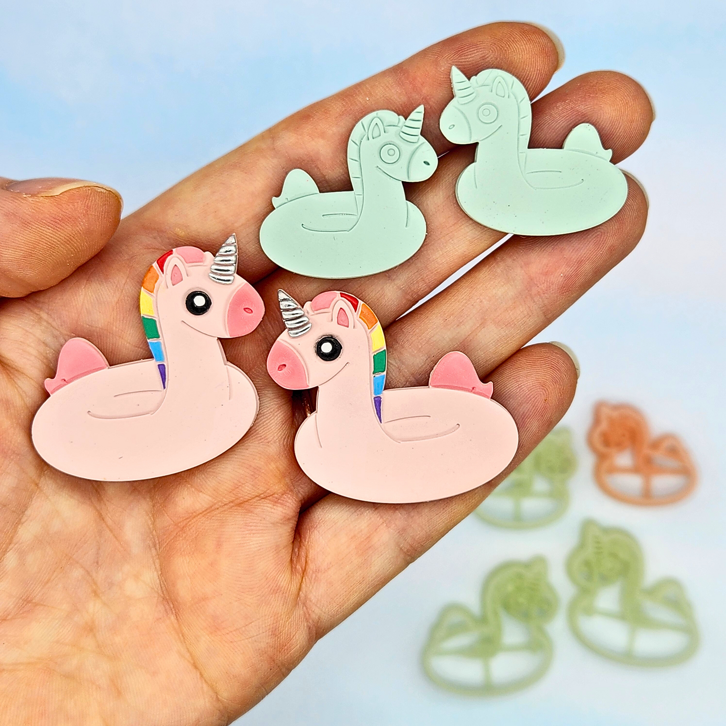 Unicorn Pool Float Polymer Clay Cutters - Mirrored Pair