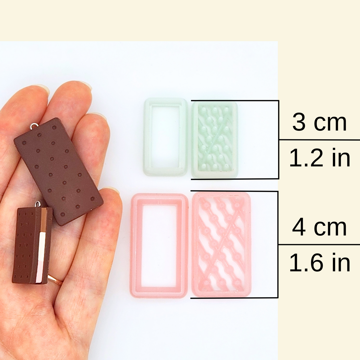 3D Ice Cream Sandwich Polymer Clay Cutter Set