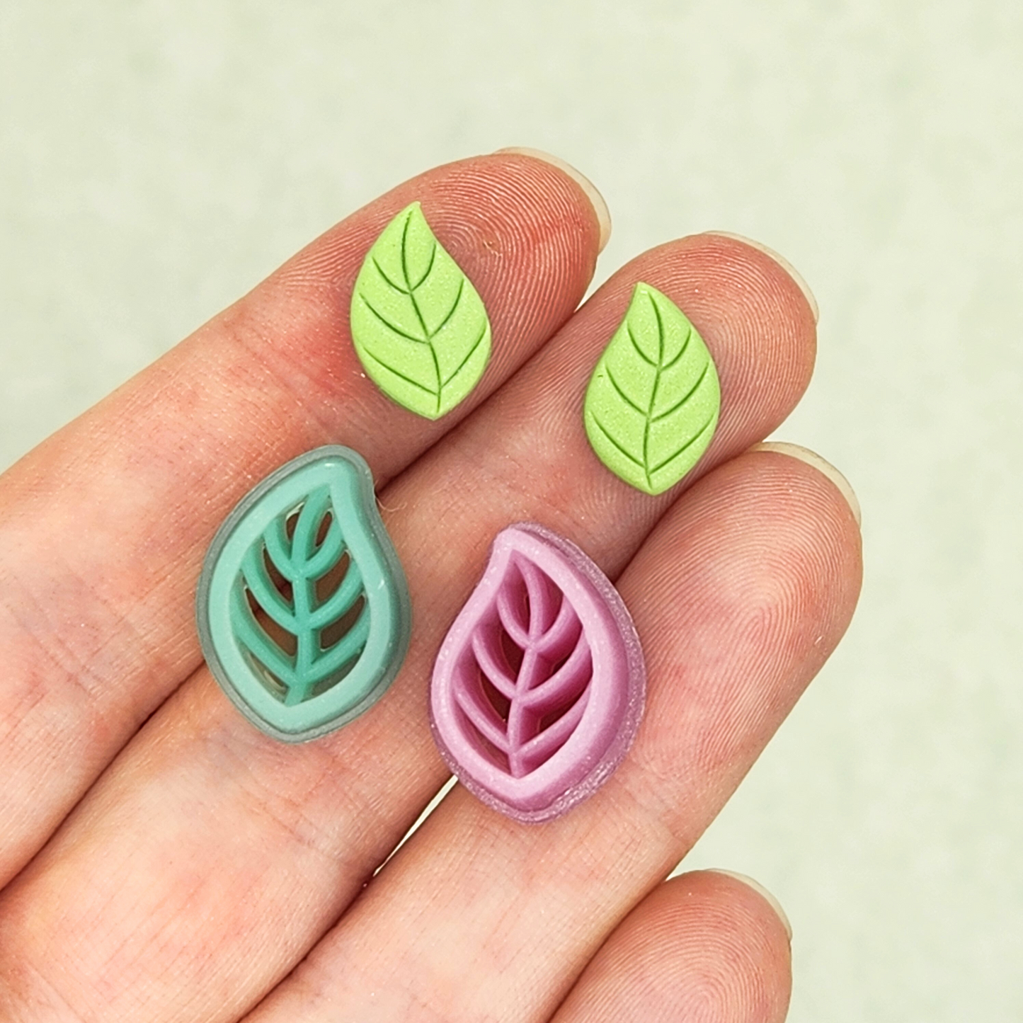 Leaf Stud Polymer Clay Cutters - Mirrored Pair